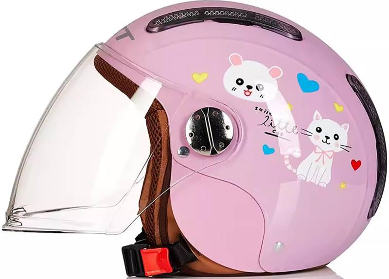 Kinderhelm Kinder Motorradhelm Roller Helm jethelm mit Sonnenblende DOT/ECE-Zulassung Jungen und Mädchen Halber Helm Mofa Helm F,52-56CM von QKBMFK