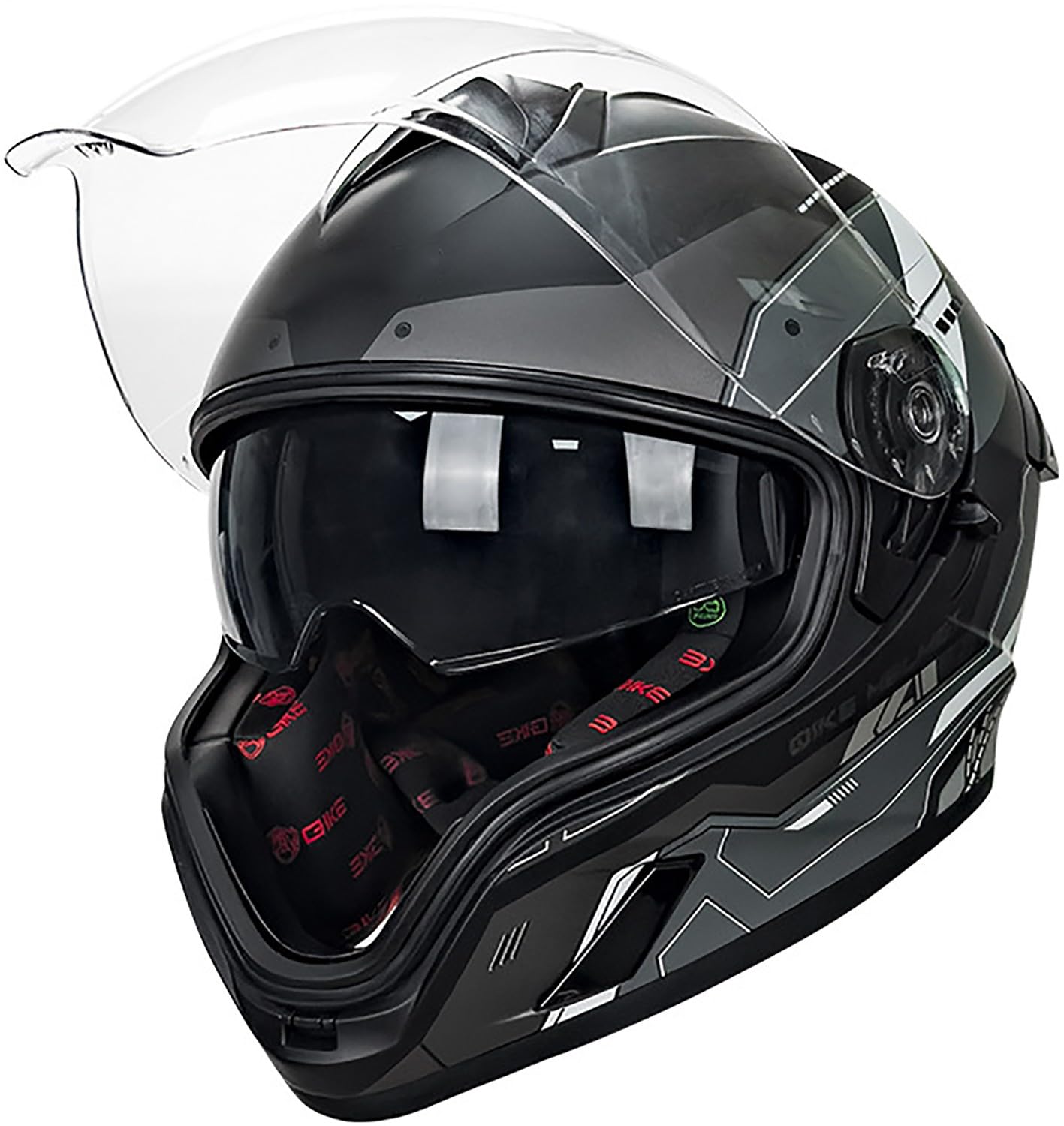 QKBMFK Integralhelm Motorrad Helm Vollvisierhelm Mopedhelm DOT/ECE-Zulassung Mopedhelm Rollerhelm Full-Face Helme für Damen & Herren Sport-Motorrad-Helm A,L=57-58CM von QKBMFK