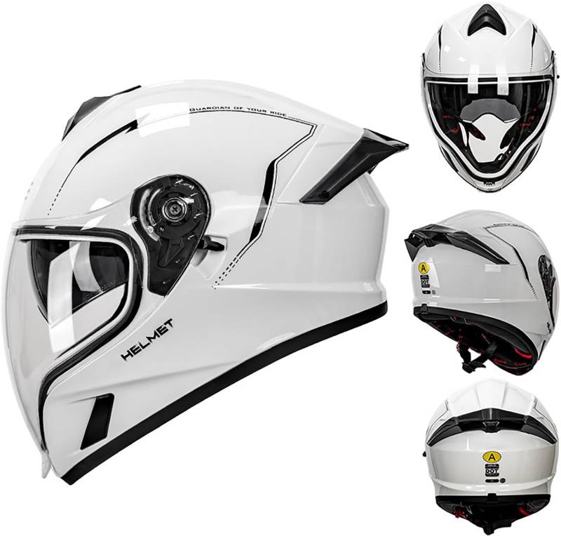 QKBMFK Integralhelm Motorrad Helm Vollvisierhelm Mopedhelm DOT/ECE-Zulassung Mopedhelm Rollerhelm Full-Face Helme für Damen & Herren Sport-Motorrad-Helm B,L=57-58CM von QKBMFK