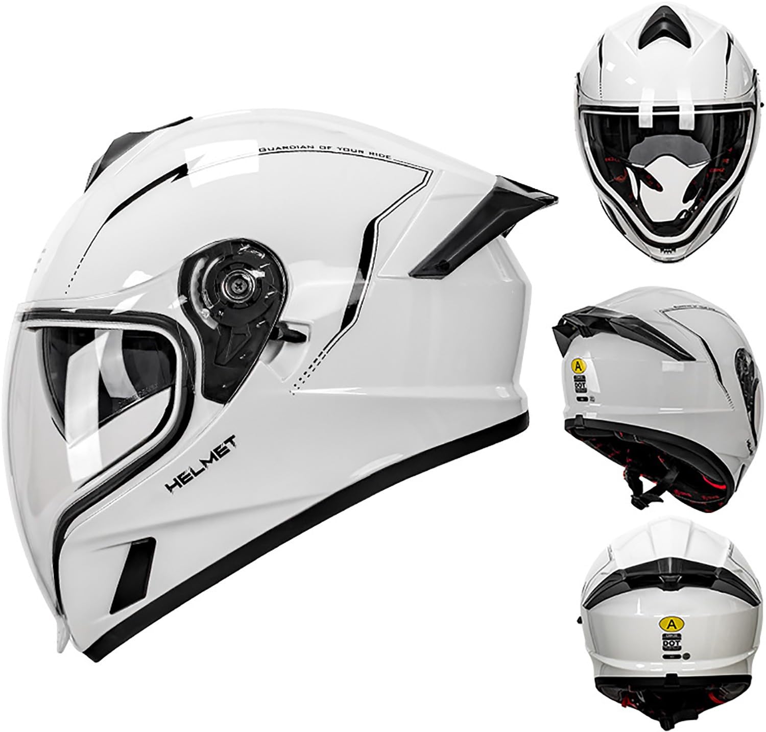 QKBMFK Integralhelm Motorrad Helm Vollvisierhelm Mopedhelm DOT/ECE-Zulassung Mopedhelm Rollerhelm Full-Face Helme für Damen & Herren Sport-Motorrad-Helm B,M=55-56CM von QKBMFK