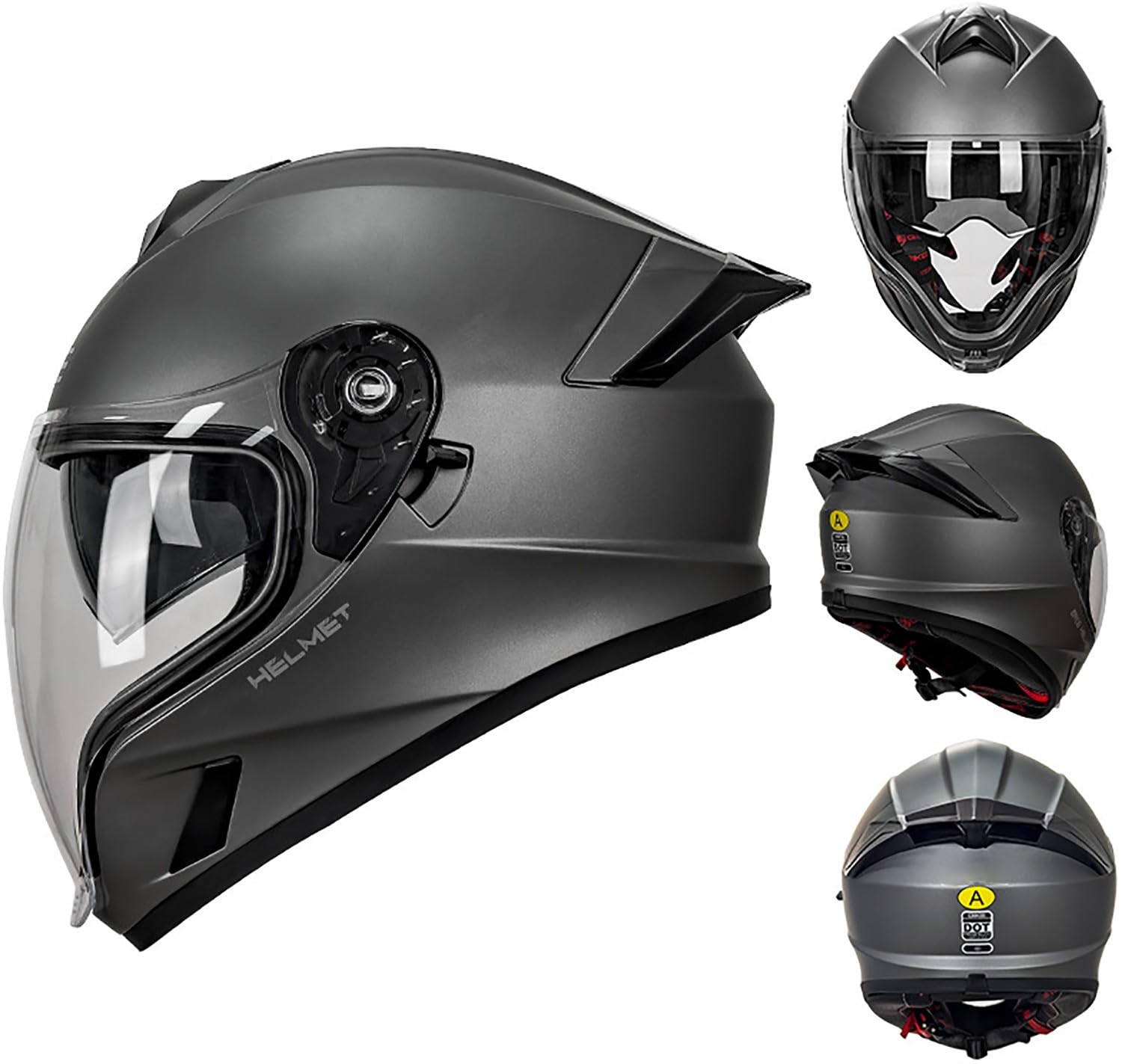 QKBMFK Integralhelm Motorrad Helm Vollvisierhelm Mopedhelm DOT/ECE-Zulassung Mopedhelm Rollerhelm Full-Face Helme für Damen & Herren Sport-Motorrad-Helm F,L=57-58CM von QKBMFK