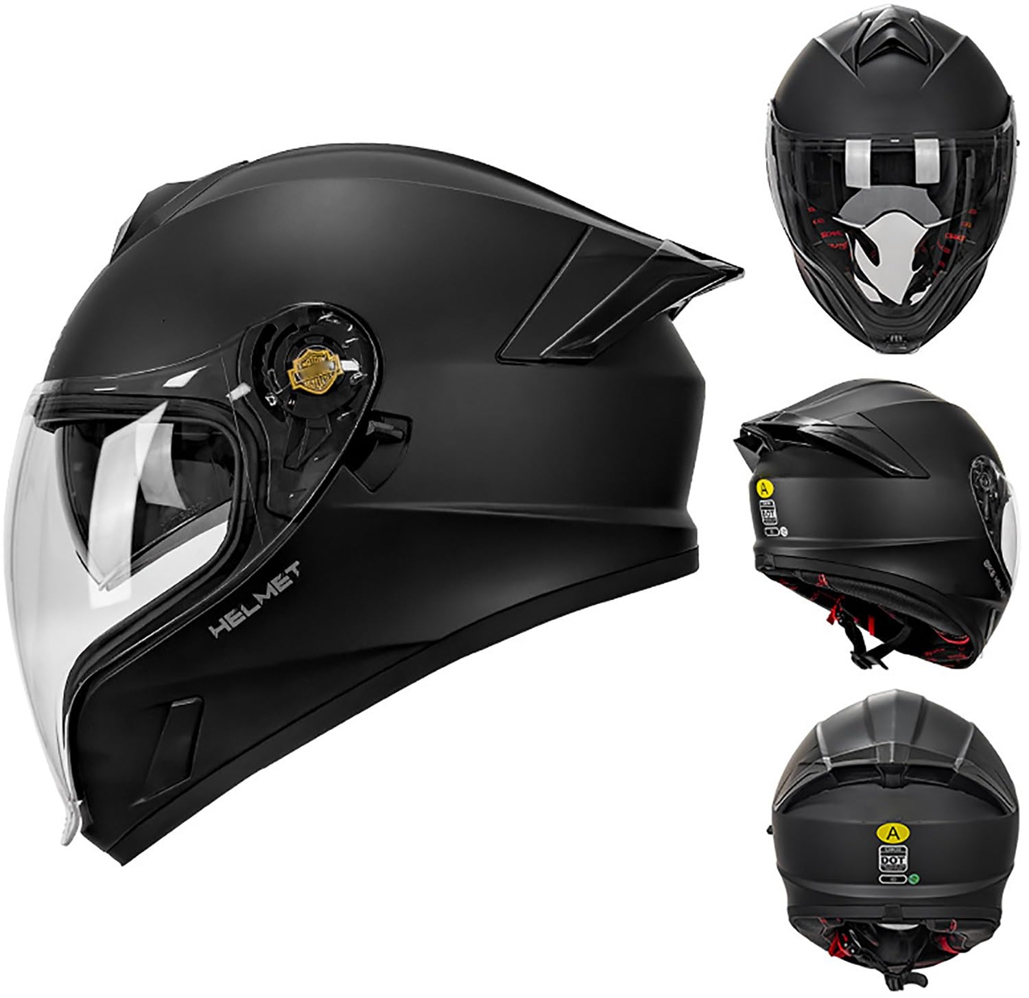 QKBMFK Integralhelm Motorrad Helm Vollvisierhelm Mopedhelm DOT/ECE-Zulassung Mopedhelm Rollerhelm Full-Face Helme für Damen & Herren Sport-Motorrad-Helm G,L=57-58CM von QKBMFK