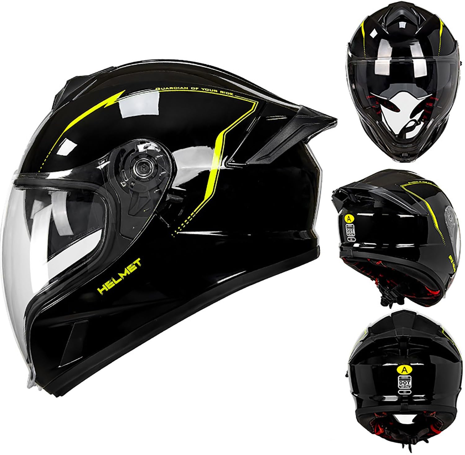 QKBMFK Integralhelm Motorrad Helm Vollvisierhelm Mopedhelm DOT/ECE-Zulassung Mopedhelm Rollerhelm Full-Face Helme für Damen & Herren Sport-Motorrad-Helm J,L=57-58CM von QKBMFK