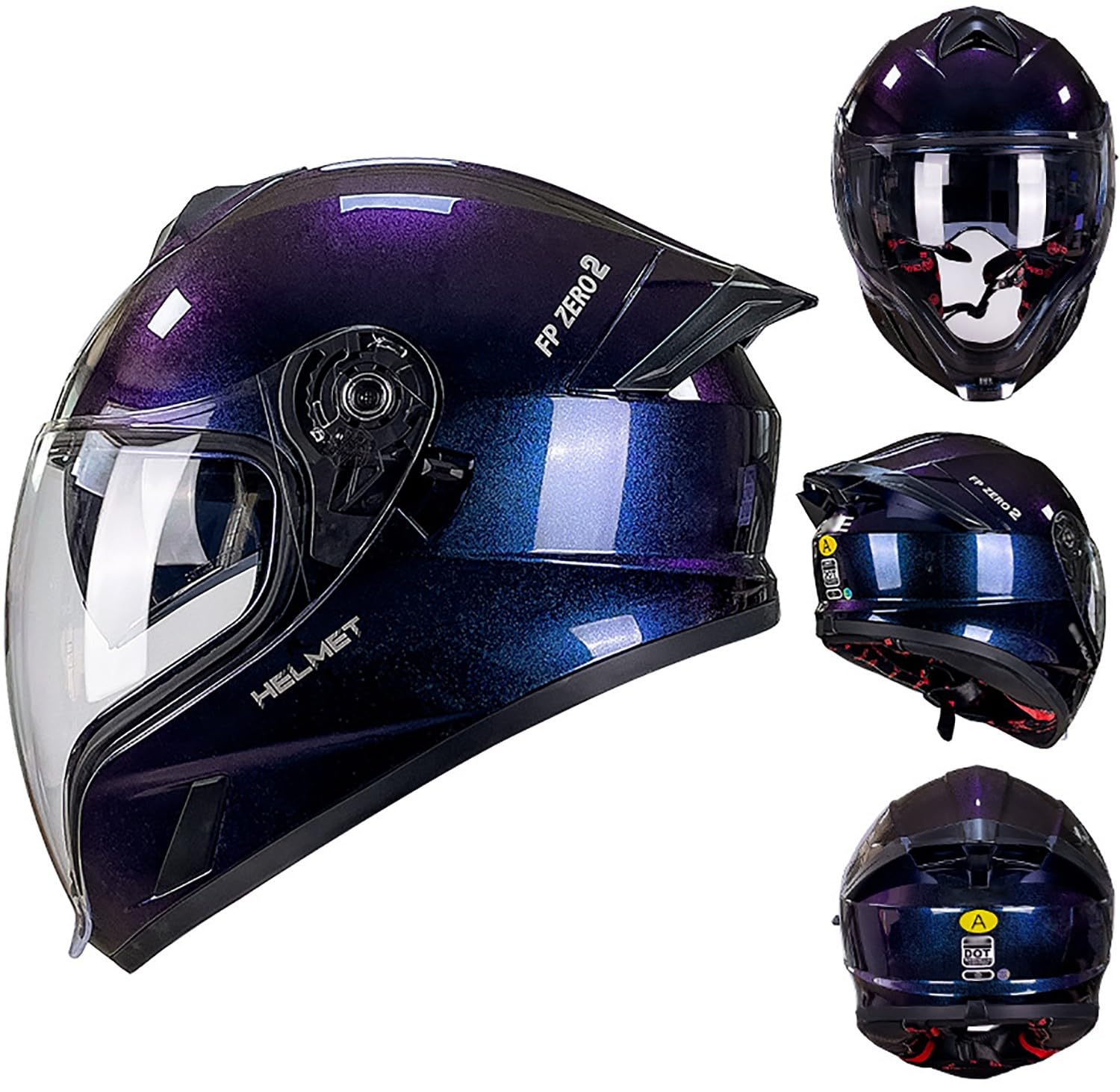 QKBMFK Integralhelm Motorrad Helm Vollvisierhelm Mopedhelm DOT/ECE-Zulassung Mopedhelm Rollerhelm Full-Face Helme für Damen & Herren Sport-Motorrad-Helm L,L=57-58CM von QKBMFK