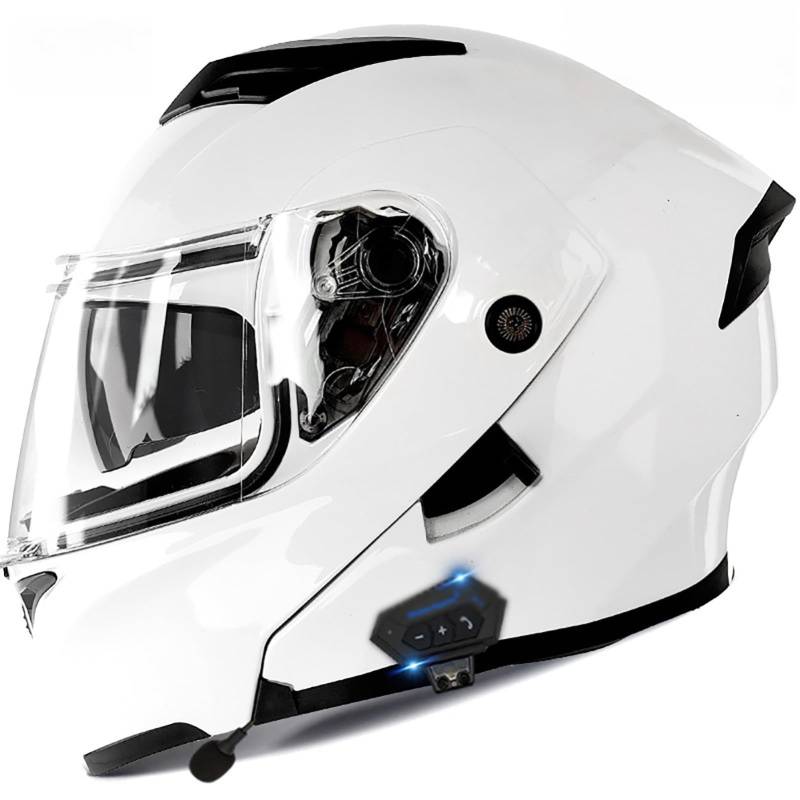 Bluetooth-Modular-Motorradhelm, Integral-Klapphelm Mit Doppelvisier, DOT/ECE-Zulassung, Mit Doppellautsprecher Und Mikrofon, Für Erwachsene, Männer Und Frauen A,L/{59~60cm} von QKDWQZ