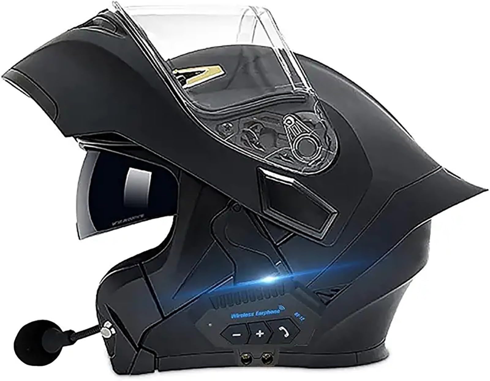 Bluetooth-Modularer Motorradhelm Mit Heck,ECE-Geprüfter Klapphelm Mit Doppelvisier,Integralhelm Mit Integriertem Helm Und Doppellautsprechermikrofon Für Erwachsene,Männer Und Frauen E,L/{59~60cm} von QKDWQZ