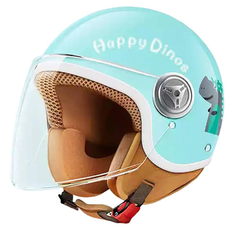 Cooler Motorrad-Halbhelm Im Girl-Stil, Retro-Offener 3/4-Mopedhelm Mit Visier Für Kinder Von 2–14 Jahren, DOT-Zugelassener Sonnenschutzhelm Für Elektrische Roller A,48-55cm von QKDWQZ