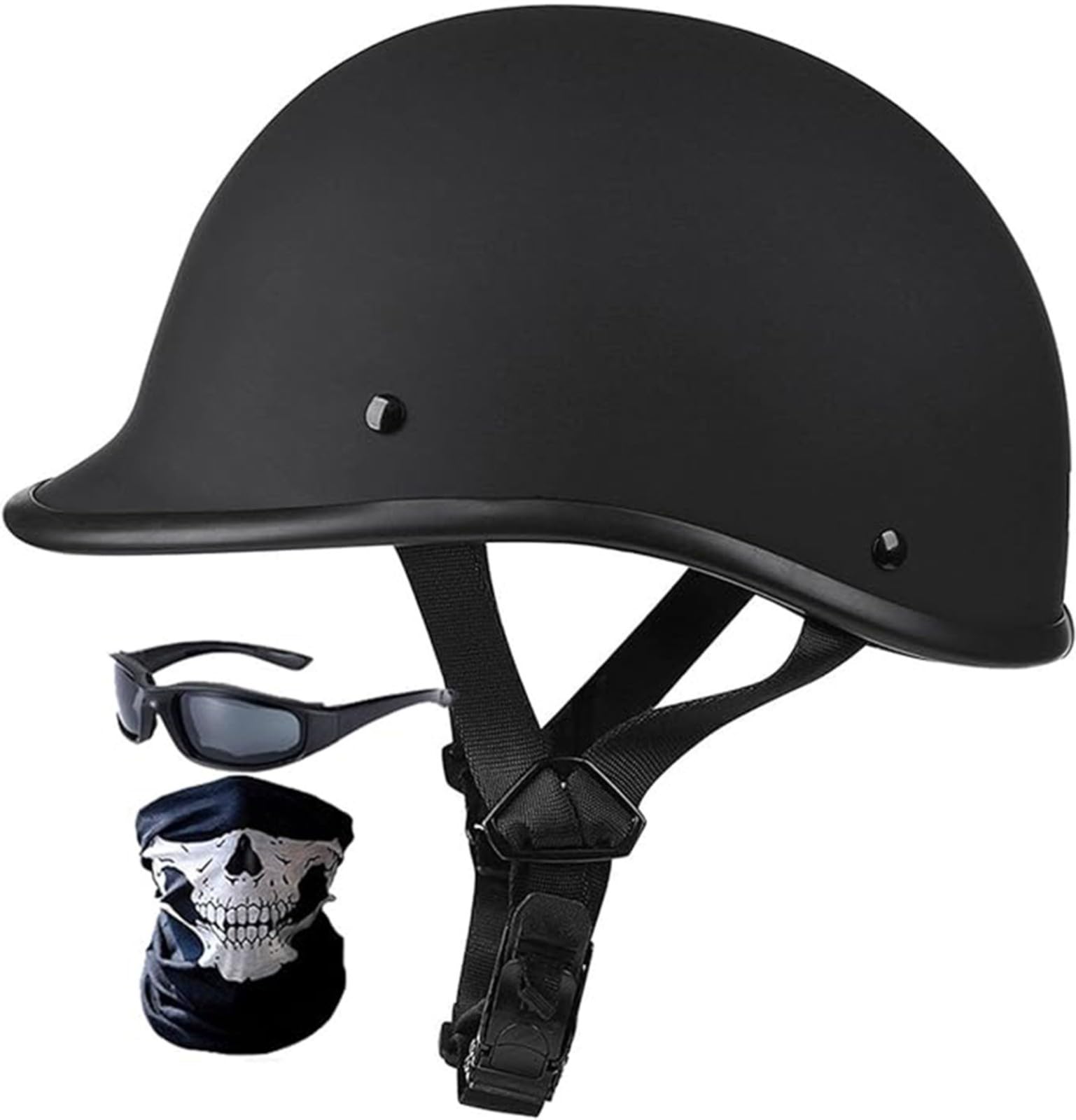 Halbschalenhelm,Jethelm,Chopper Helm, DOT-Zertifizierung Retro Motorrad Helm, Scooter-Helm, Offenem Helm, Mit Brille Halbhelm Motorrad Männer Motorradhelm A,M/{57~58cm} von QKDWQZ