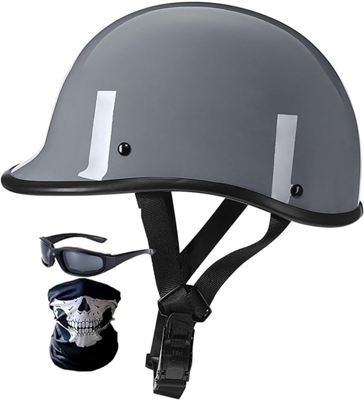 Halbschalenhelm,Jethelm,Chopper Helm, DOT-Zertifizierung Retro Motorrad Helm, Scooter-Helm, Offenem Helm, Mit Brille Halbhelm Motorrad Männer Motorradhelm B,M/{57~58cm} von QKDWQZ