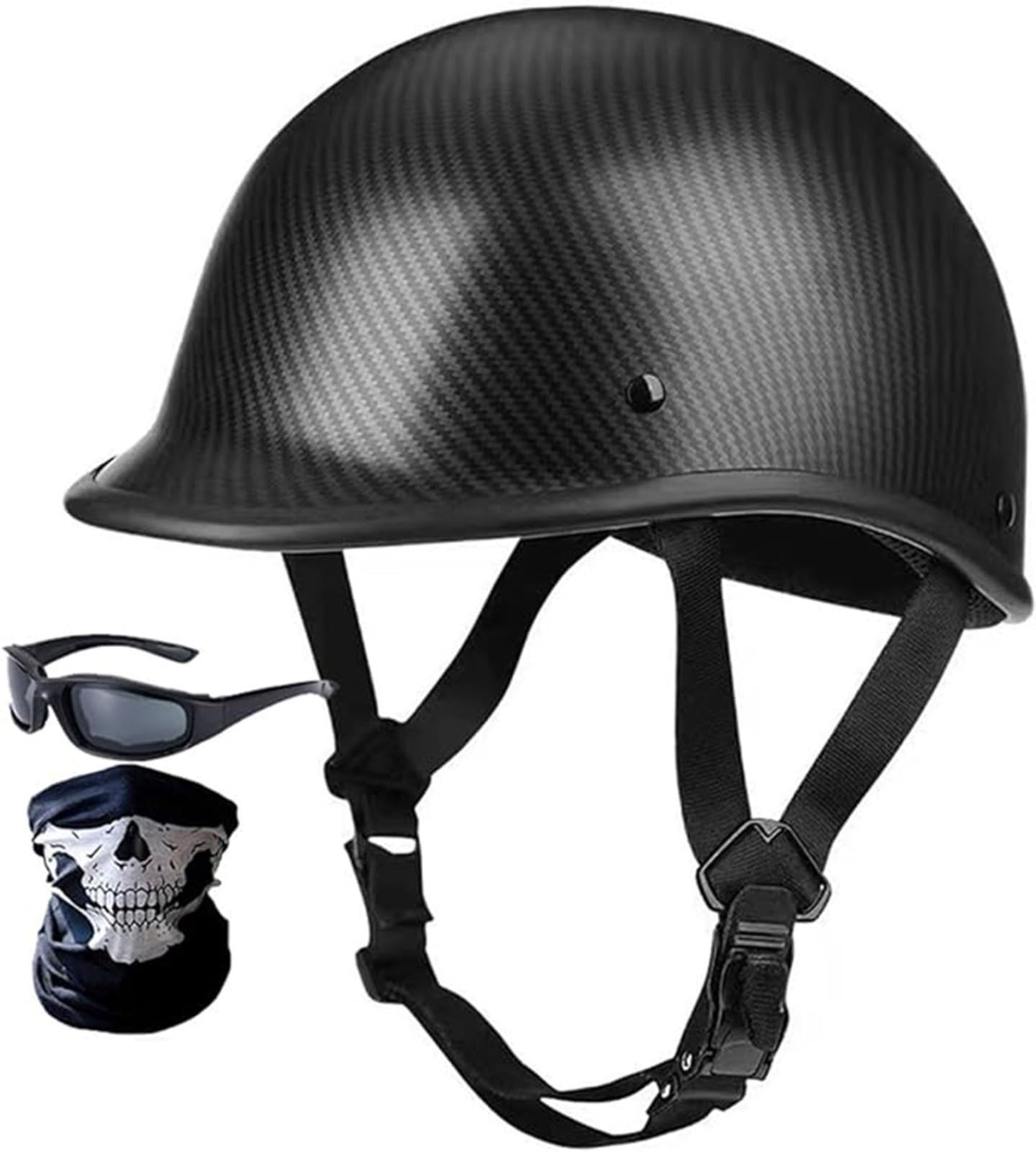 Halbschalenhelm,Jethelm,Chopper Helm, DOT-Zertifizierung Retro Motorrad Helm, Scooter-Helm, Offenem Helm, Mit Brille Halbhelm Motorrad Männer Motorradhelm C,XL/{61~62cm} von QKDWQZ