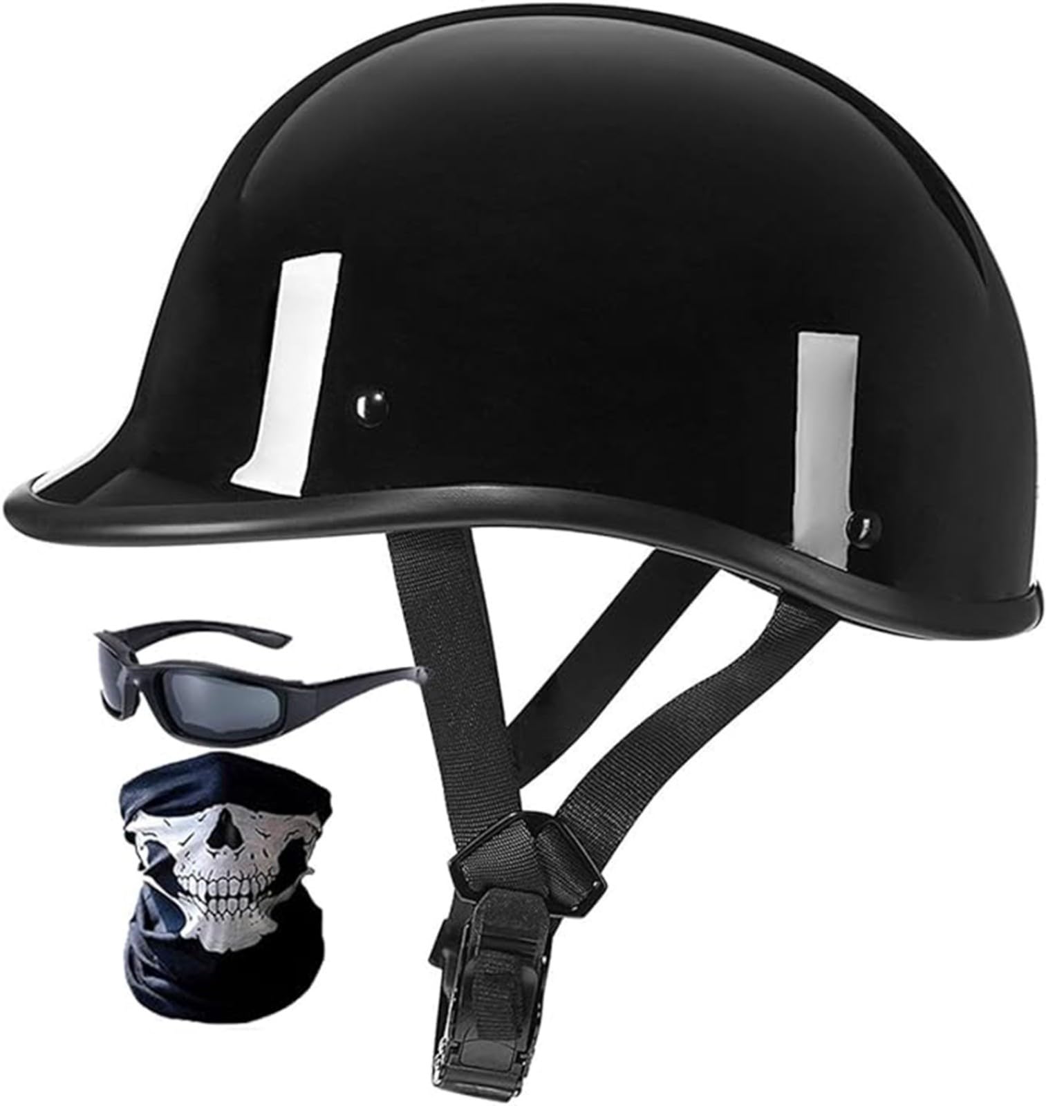 Halbschalenhelm,Jethelm,Chopper Helm, DOT-Zertifizierung Retro Motorrad Helm, Scooter-Helm, Offenem Helm, Mit Brille Halbhelm Motorrad Männer Motorradhelm D,L/{59~60cm} von QKDWQZ