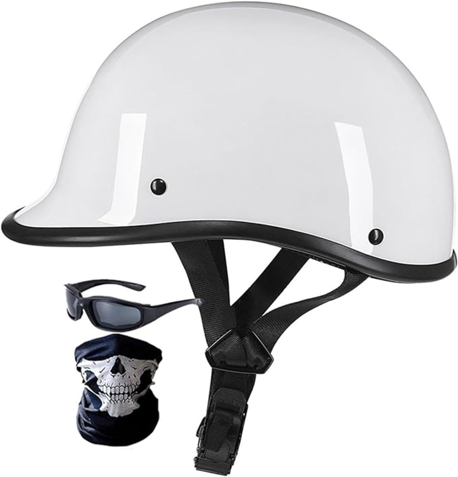 Halbschalenhelm,Jethelm,Chopper Helm, DOT-Zertifizierung Retro Motorrad Helm, Scooter-Helm, Offenem Helm, Mit Brille Halbhelm Motorrad Männer Motorradhelm E,XXL/{63~64cm} von QKDWQZ