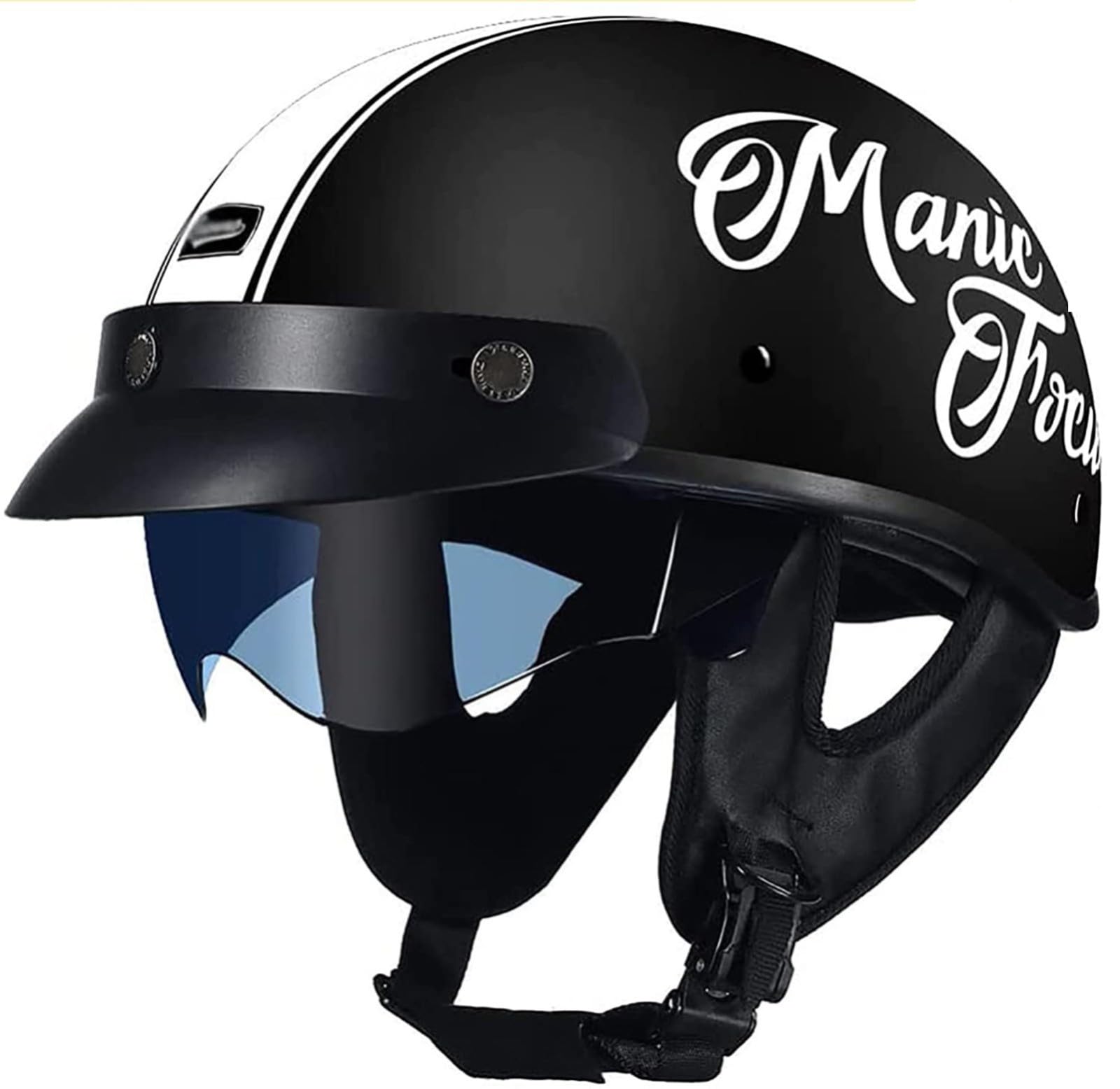 Jethelme Herren Damen Motorradhelm Rollerhelm ECE 2206 Zulassung Zertifiziert Schwarz Erwachsene Vintage 3/4 Helm F,L/{59~60cm} von QKDWQZ