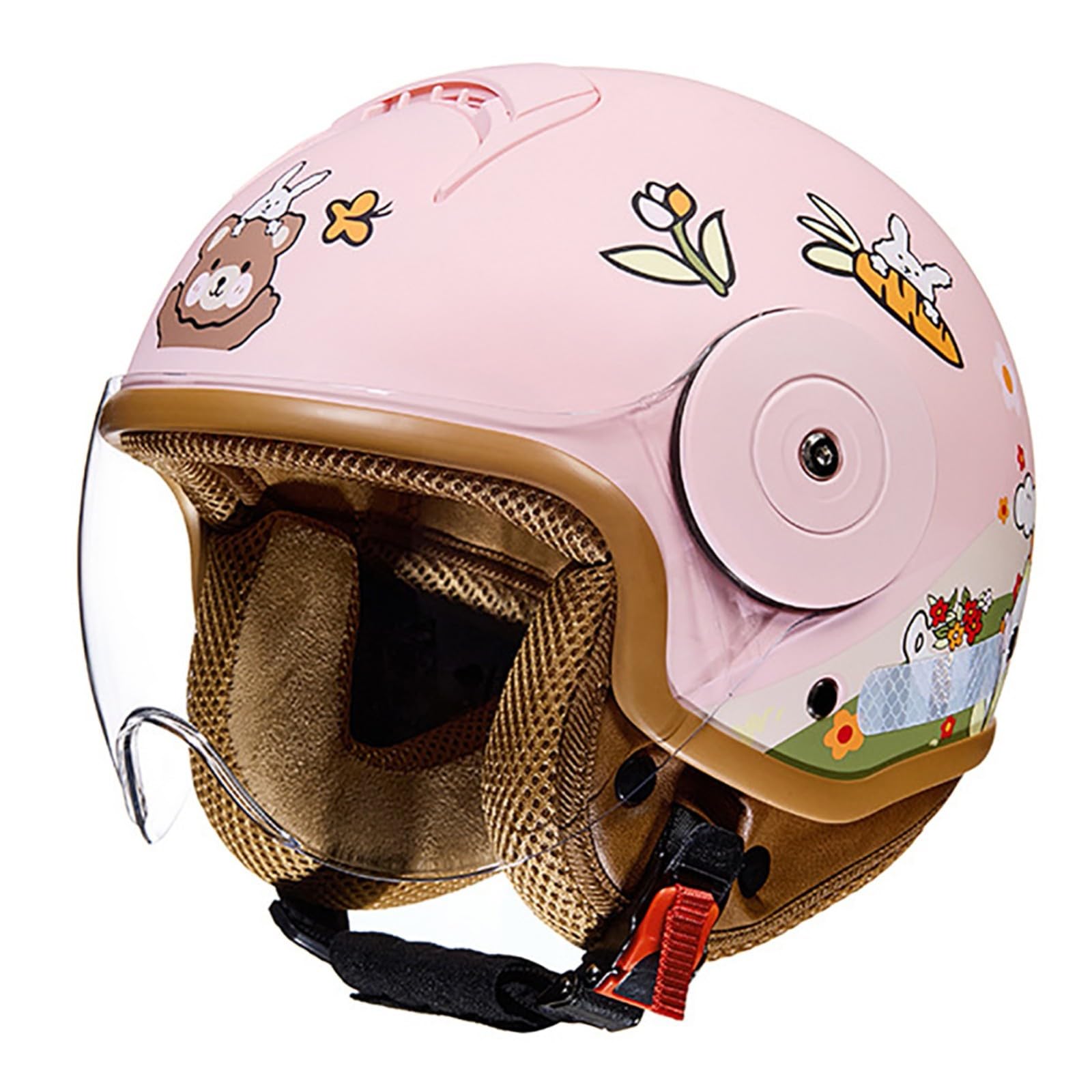 Kinder-Motorradhelm, Rollerhelm, Jethelm Mit Sonnenblende, Rollerhelm Für Mädchen, Mopedhelm Für Jungen, Schnellverschlusstasche, 48-55 cm, Für Kinder Von 5-12 Jahren A,46-54cm von QKDWQZ