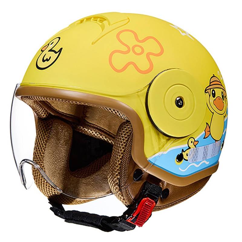 Kinder-Motorradhelm, Rollerhelm, Jethelm Mit Sonnenblende, Rollerhelm Für Mädchen, Mopedhelm Für Jungen, Schnellverschlusstasche, 48-55 cm, Für Kinder Von 5-12 Jahren B,46-54cm von QKDWQZ