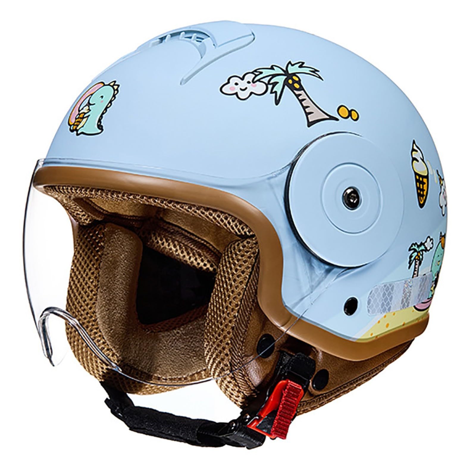 Kinder-Motorradhelm, Rollerhelm, Jethelm Mit Sonnenblende, Rollerhelm Für Mädchen, Mopedhelm Für Jungen, Schnellverschlusstasche, 48-55 cm, Für Kinder Von 5-12 Jahren F,46-54cm von QKDWQZ