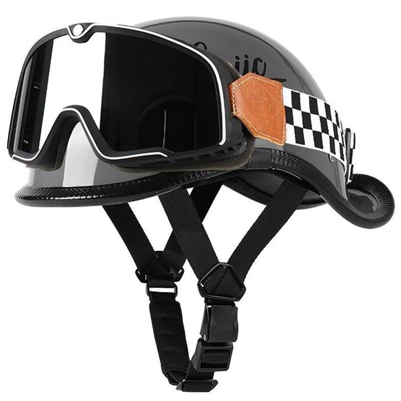 Retro-Halbschalen-Motorradhelm, ECE-Geprüfter Jethelm, Mopedhelm, Motorrad-Crashhelm, Halbschalenhelm Für Erwachsene Männer Und Frauen B,L/{57~59cm} von QKDWQZ