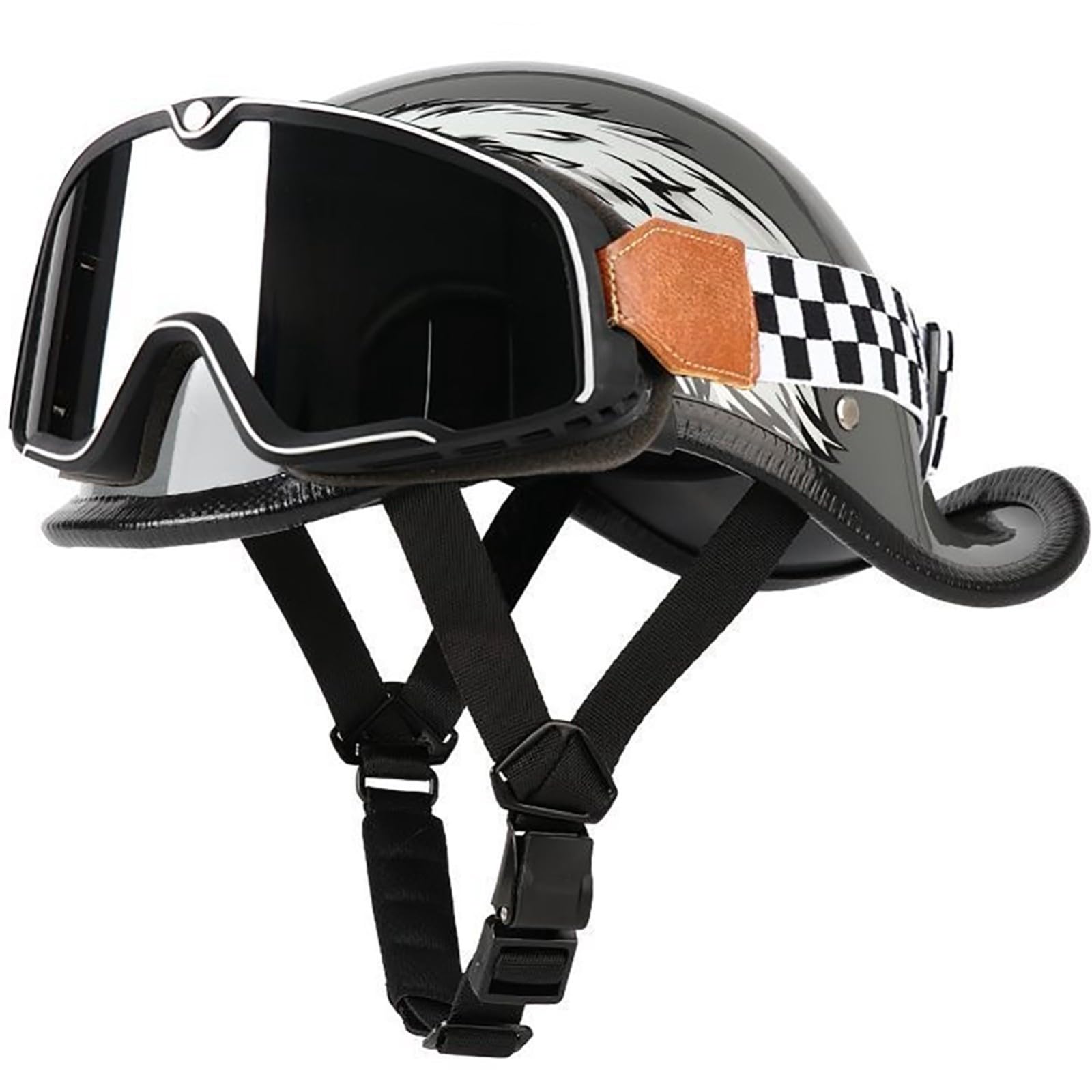 Retro-Halbschalen-Motorradhelm, ECE-Geprüfter Jethelm, Mopedhelm, Motorrad-Crashhelm, Halbschalenhelm Für Erwachsene Männer Und Frauen C,L/{57~59cm} von QKDWQZ