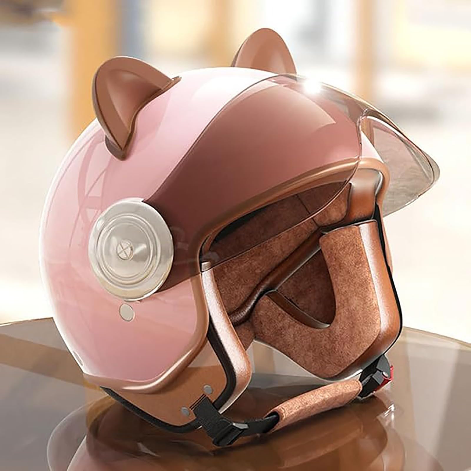 Vintage Jet-Motorradhelm 3/4 Offener Motorradhelm mit Schutzbrille ECE-Zertifizierung Sturzhelm Roller-Fahrrad-Chopper-Helm für Erwachsene Männer Frauen A1,55~62CM von QKDWQZ