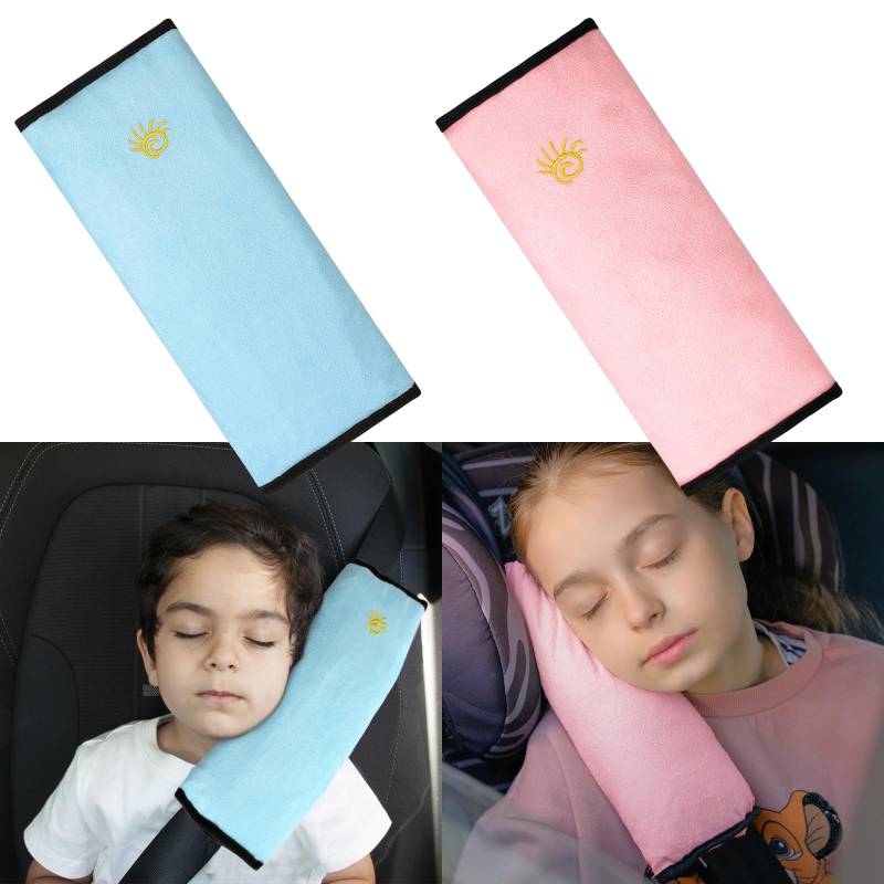 2 Pcs Gurtpolster Auto,Car Seat Belt Pads für Kinder und Erwachsene,Gurtpolster Schlafkissen Nackenstütze für Kinder,Seatbelt Pillow für Kinder Strap Schutz,Auto Sicherheitsgurt Abdeckung(Rosa, Blau) von QKURT