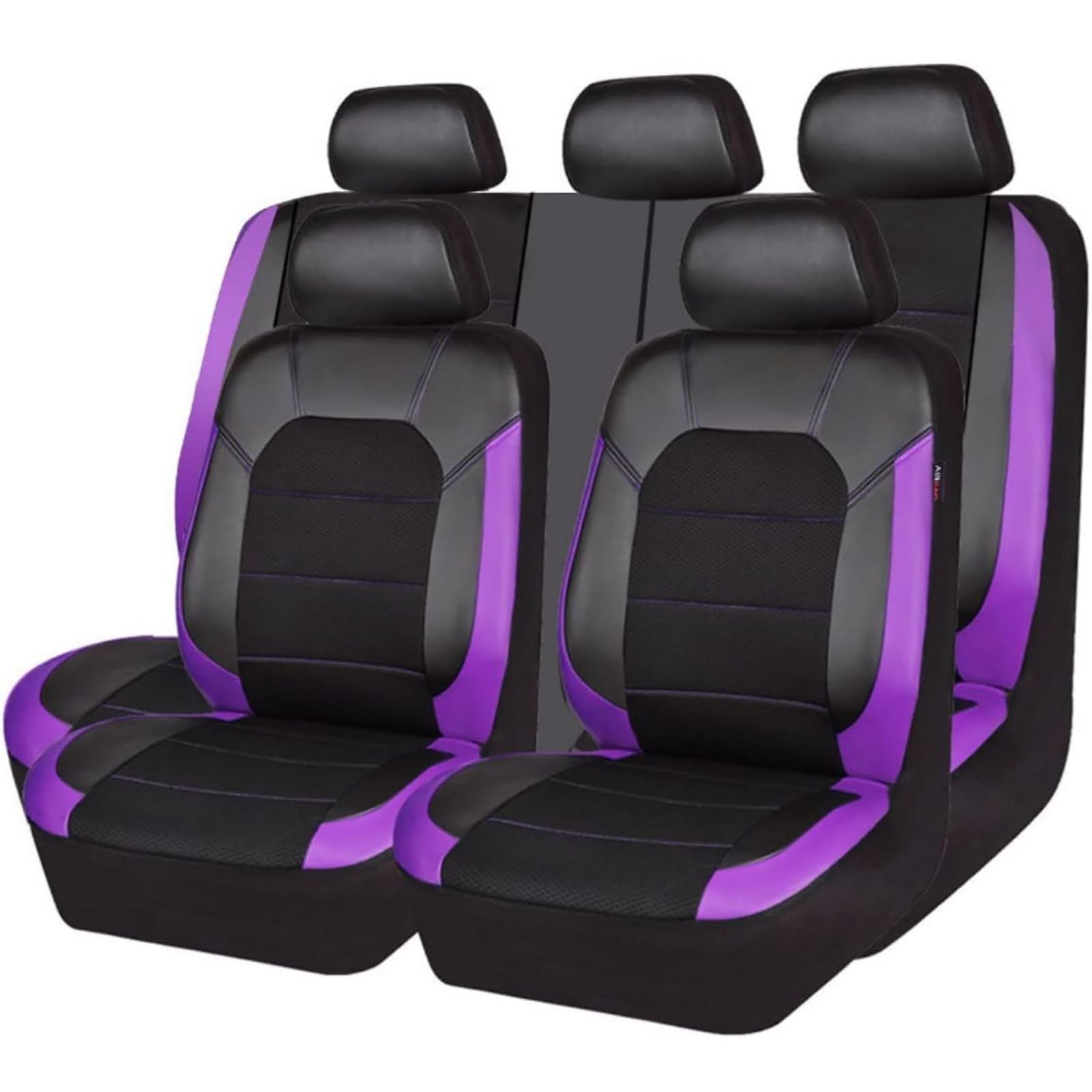 QLEQMZTV 9 Stück Auto Sitzbezüge Set für Audi A8 2019-2021, Leder Autositzbezüge Kompletter Satz Wasserdicht VerschleißFest Atmungsaktiv Sitzschoner Innenraum Zubehör,E/Purple von QLEQMZTV