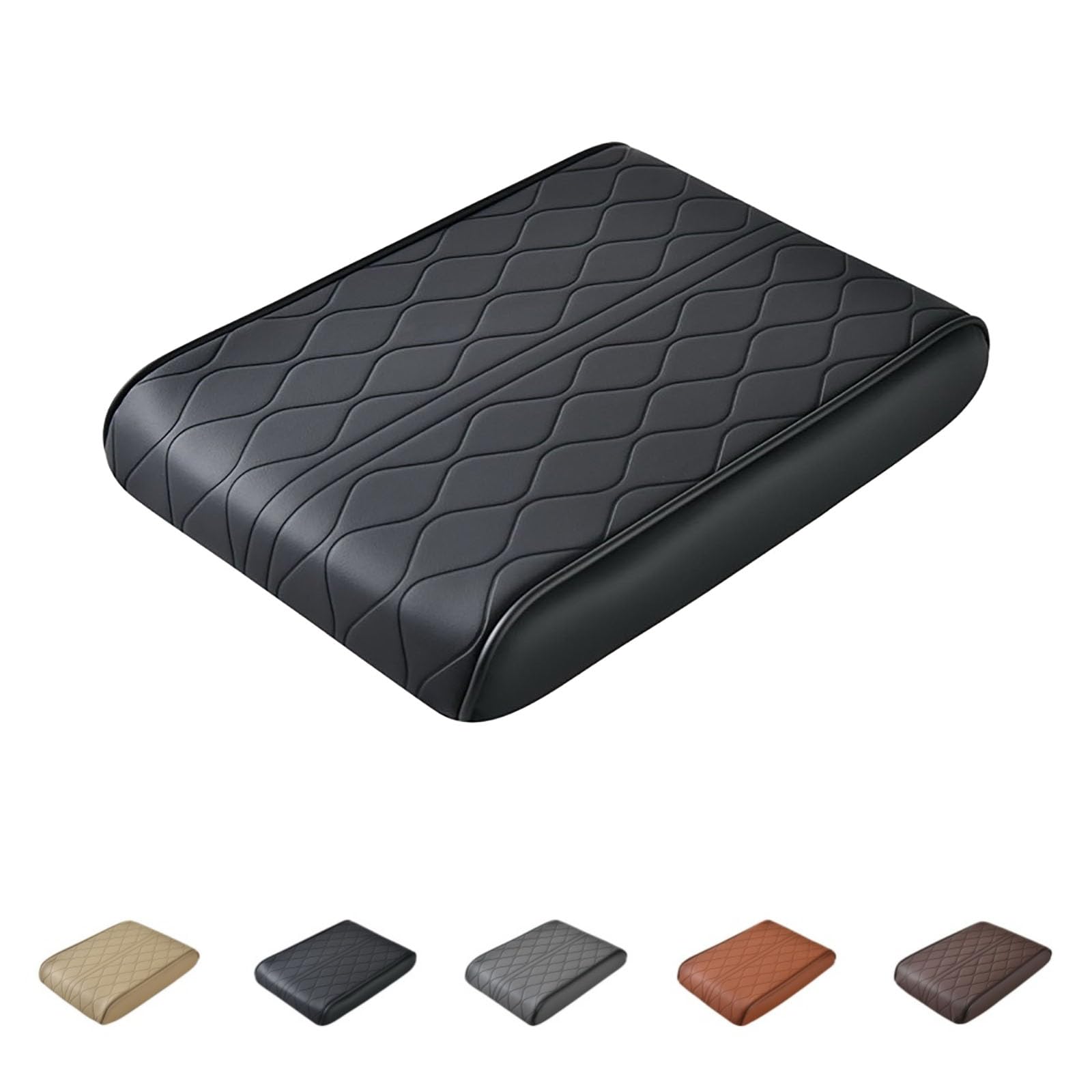 Leather Car Armrest Box Pad,Universal Auto Armlehnen Box Pad, Wasserdichte Auto-Armlehne Mittelkontrollkissen,Auto Sitz Armlehnenkissen, für die Meisten Fahrzeuge (Schwarz) von QLNGSHP