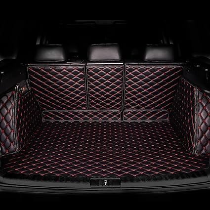 Auto Leder All-Inclusive-Kofferraummatte für Audi A3 Sportback 2021-2022, Wasserdicht Kratzfest Vollabdeckung Kofferraumschutz AutozubehöR,Black-red von QMJSM