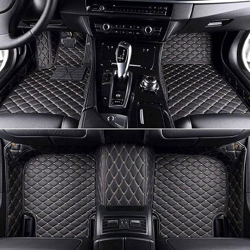 Nach Maß Auto Fußmatten für Land Rover Range Rover Evoque 2015-2018, Allwetter Leder Fussmatten Set, wasserdichte Automatten, Anti-Rutsch Auto-Fußmatten,C/Black-beige von QMJSM