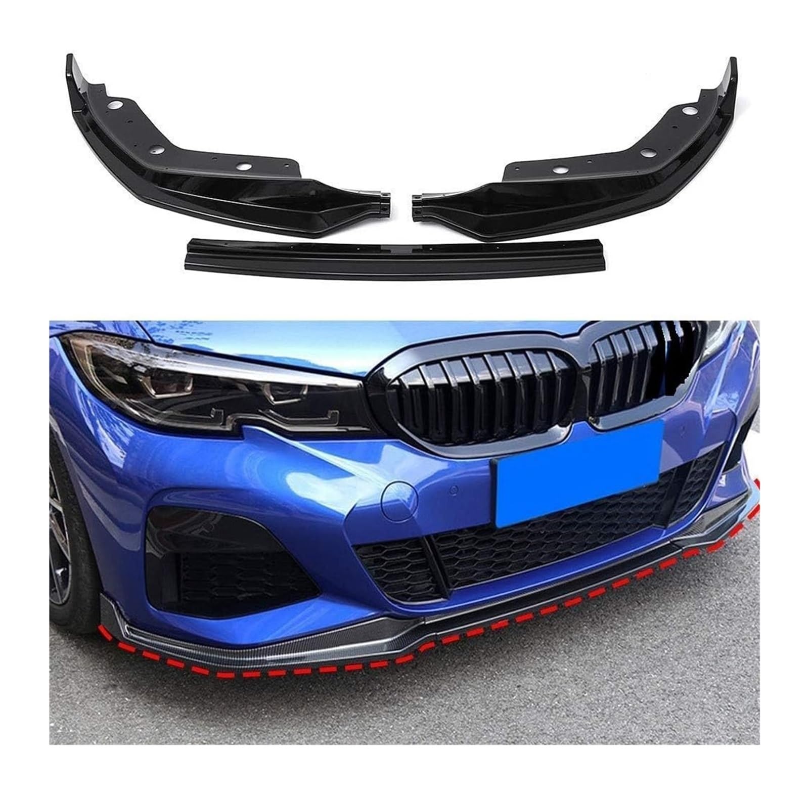 Frontspoiler Lippe Für B&MW 3er G20 2019 2020 Frontstoßstange Lippe Kinnspoiler Carbon Look Frontdiffusor Diffusor Glossblack(Glossblack) von QMTVFSRH