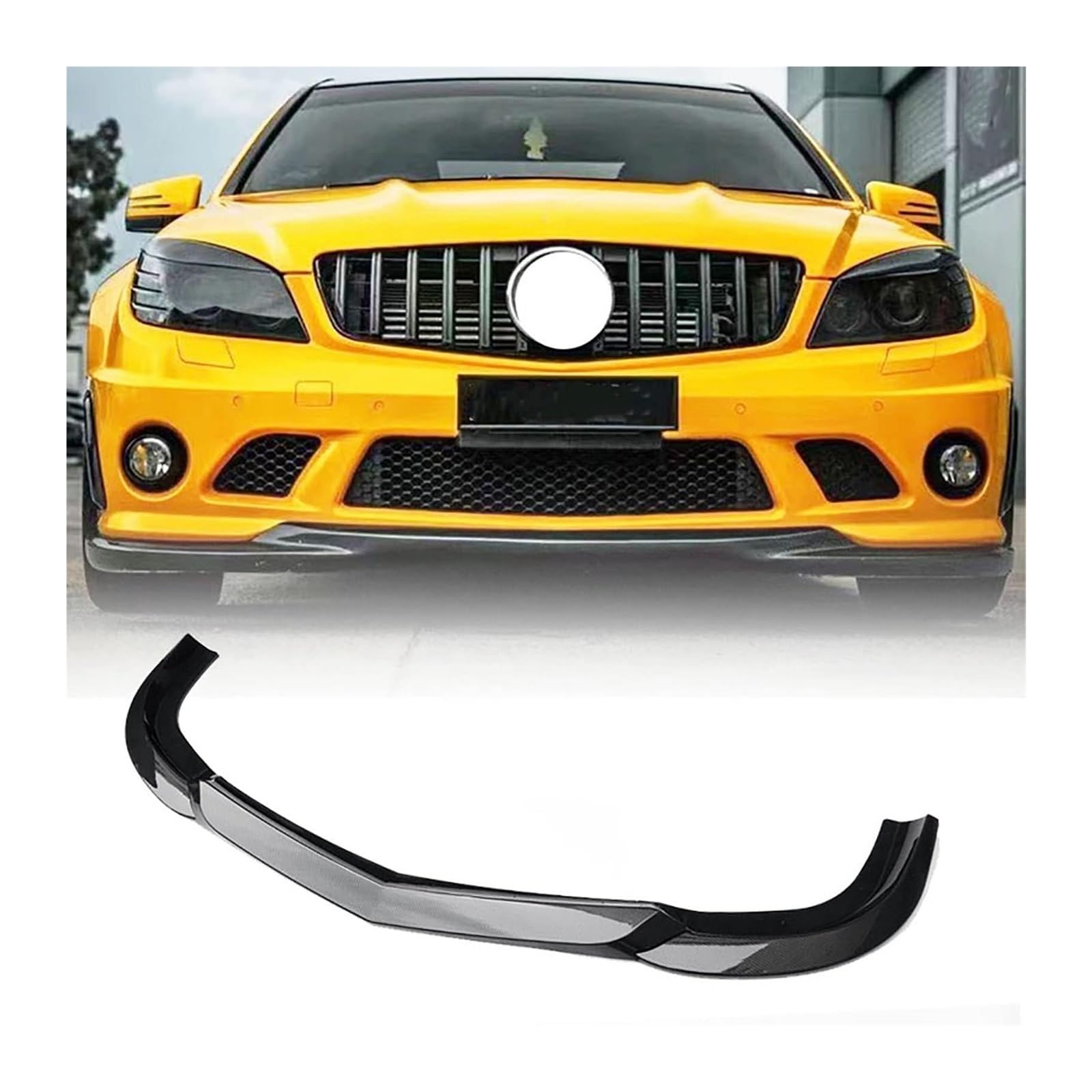 Frontspoiler Lippe Für B&enz C-Klasse W204 C63 AMG Limousine 2008–2011 Frontstoßstange Lippe Kinnspoiler Kohlefaser-Look Frontdiffusor von QMTVFSRH