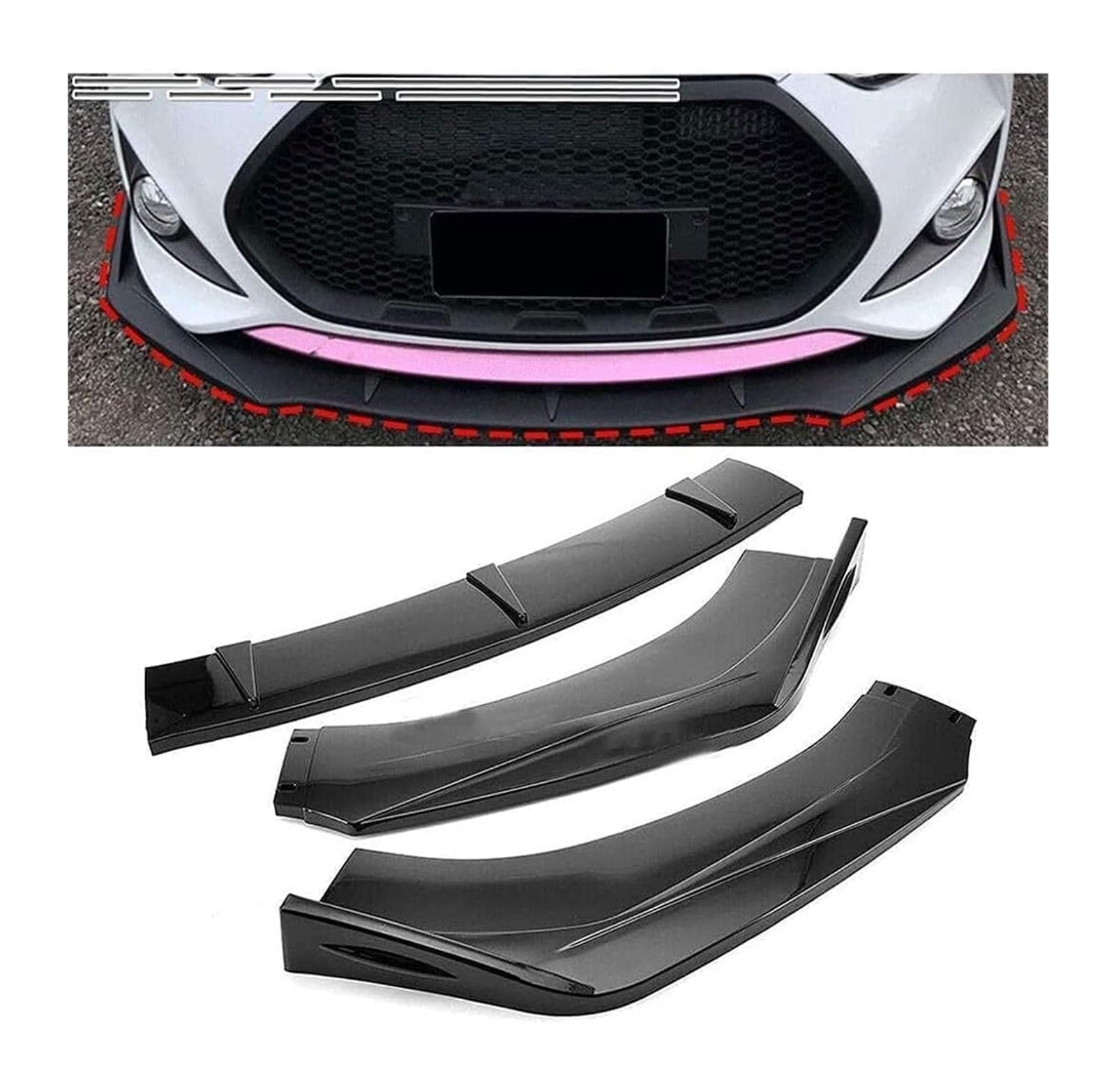 Frontspoiler Lippe Für Hyundai Für Veloster 2013-2017 Frontschürze Lippe Kinn Spoiler Carbon Look Front Diffusor Diffusor Auto Front Spoiler von QMTVFSRH