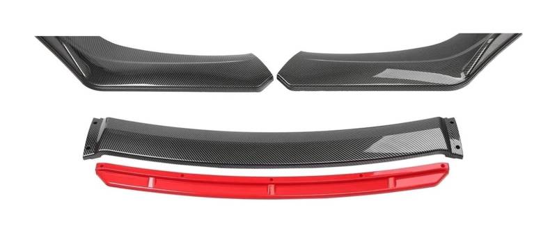 Frontspoiler Lippe Für VW Für J&etta MK6 Seitenspoiler Splitter Diffusor Body Kit Abdeckung Guards Frontschürze Lip Splitter Spoiler Auto Frontspoiler 4PCS(Carbon Look Red) von QMTVFSRH