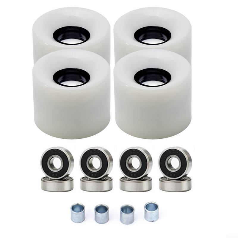 Essential Accessories for Skaters Komplettes Rad-Set (4 x 60 x 45 mm) mit ABEC9-Kugellagersystem (weiß) von QOXEZY