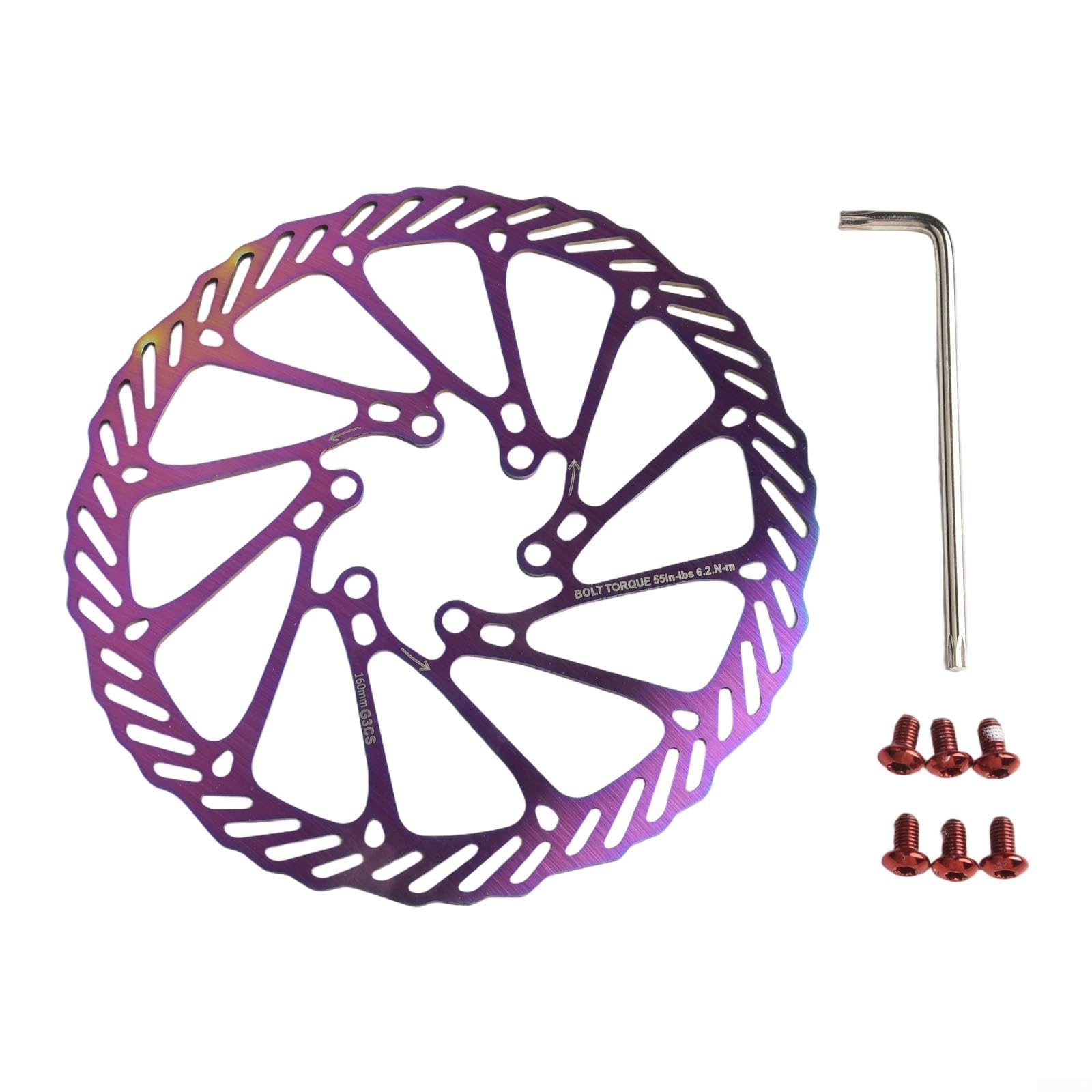 Für Rotor G3 kompatible Scheibenbremse 160/180/203 mm, mit Montageschrauben und Schraubenschlüssel, leicht und (160 mm) von QOXEZY