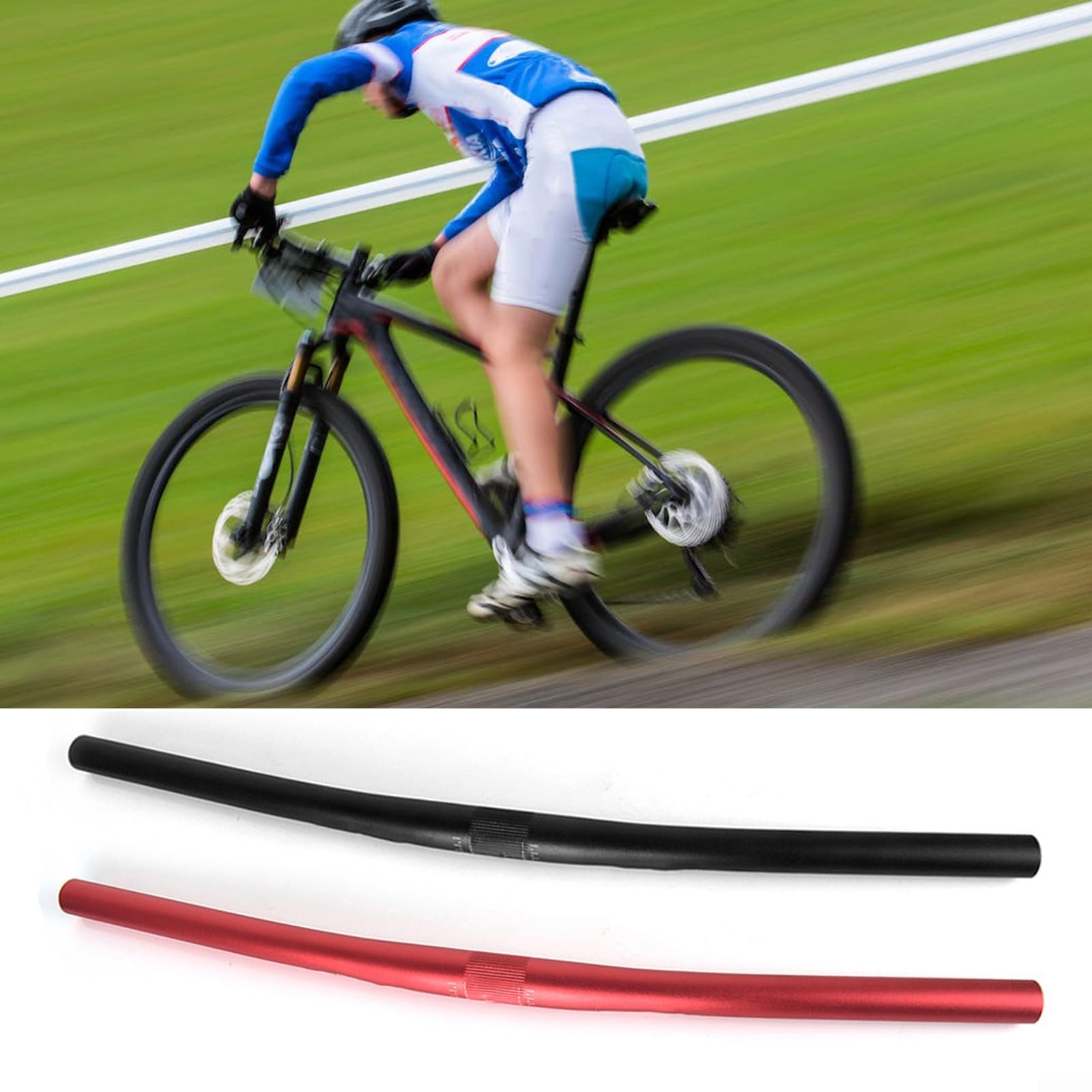 Gerader faltbarer Fahrradlenker mit 25 4 mm Einbaugröße, ergonomisches Design (rot, 580 mm) von QOXEZY