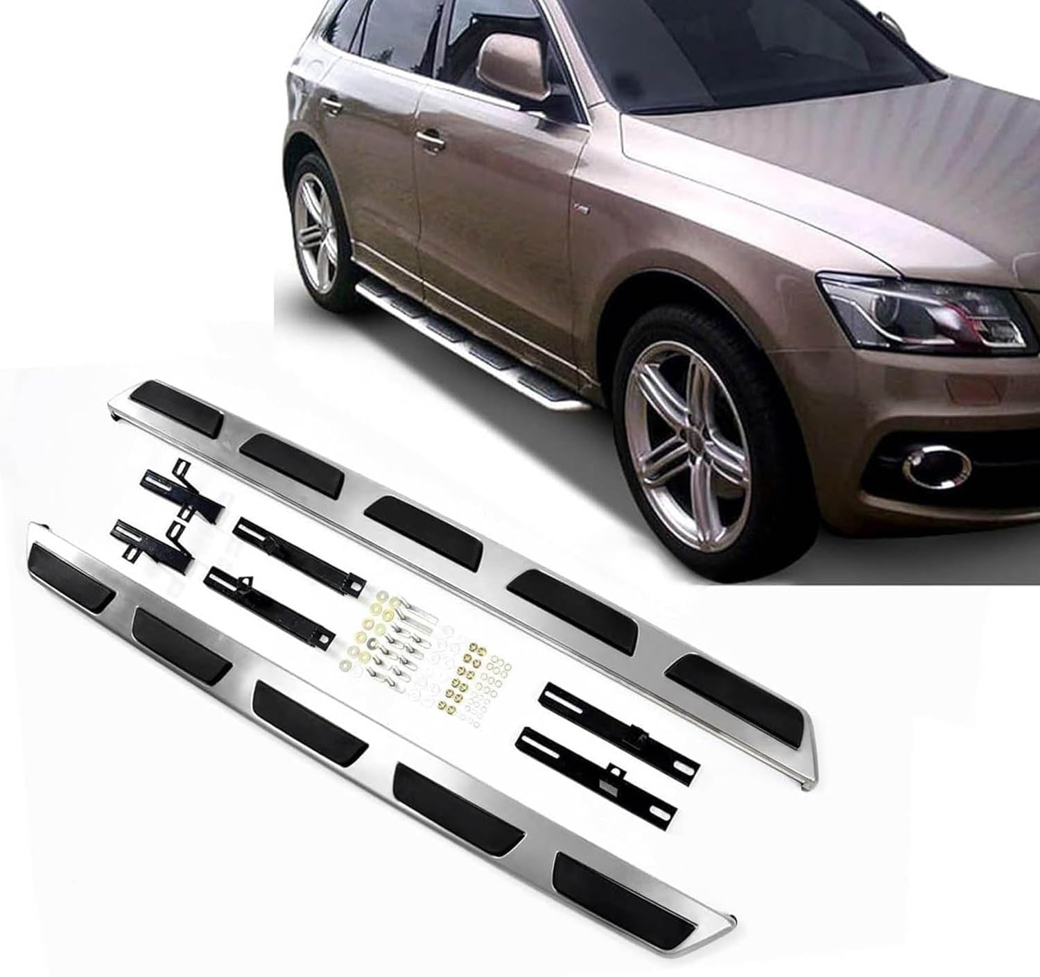 Auto Trittbretter Seitenschweller für Audi Q5 2008 2009 2010 2011 2012, Auto Seitenschweller Anticrash Seitentrittleistenpedale, Auto Seitenschürze Seitenrock Body Kit von QPDDFG