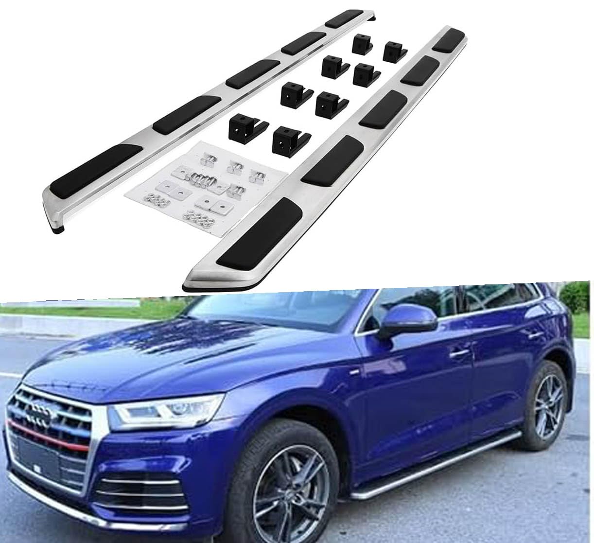 Auto Trittbretter Seitenschweller für Audi Q5 2018 2019 2020 2021 2022 2023, Auto Seitenschweller Anticrash Seitentrittleistenpedale, Auto Seitenschürze Seitenrock Body Kit von QPDDFG