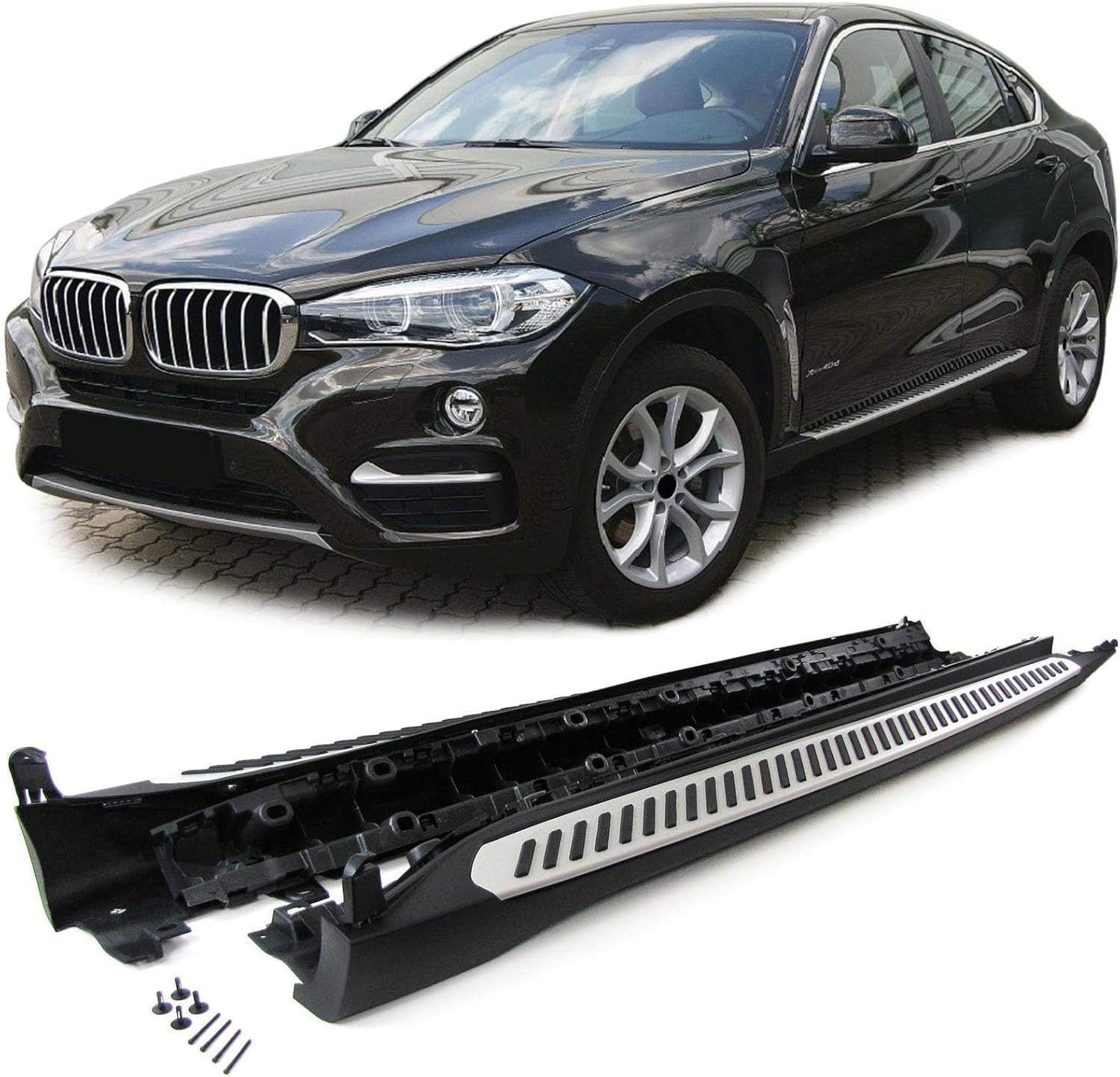 Auto Trittbretter Seitenschweller für BMW X6 F16 2014-2019, Auto Seitenschweller Anticrash Seitentrittleistenpedale, Auto Seitenschürze Seitenrock Body Kit von QPDDFG