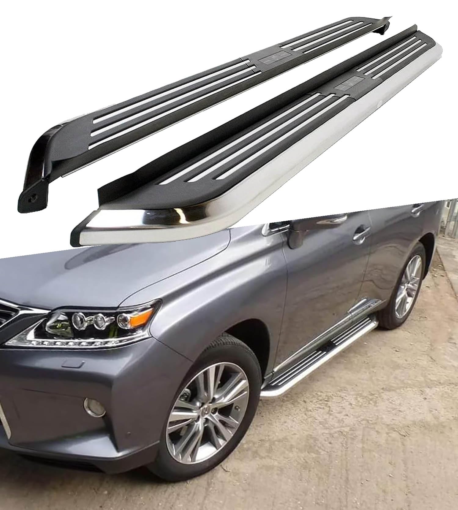 Auto Trittbretter Seitenschweller für Lexus RX 450h 2009-2015, Auto Seitenschweller Anticrash Seitentrittleistenpedale, Auto Seitenschürze Seitenrock Body Kit von QPDDFG