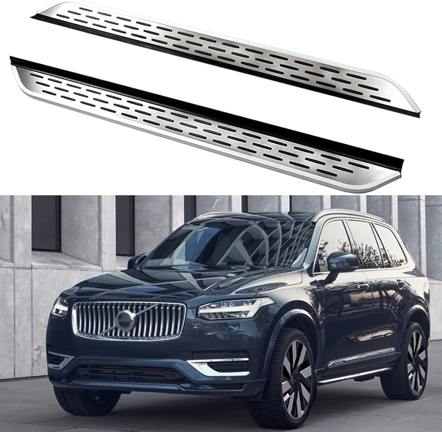 Auto Trittbretter Seitenschweller für Volvo XC90 2015–2023, Auto Seitenschweller Anticrash Seitentrittleistenpedale, Auto Seitenschürze Seitenrock Body Kit von QPDDFG