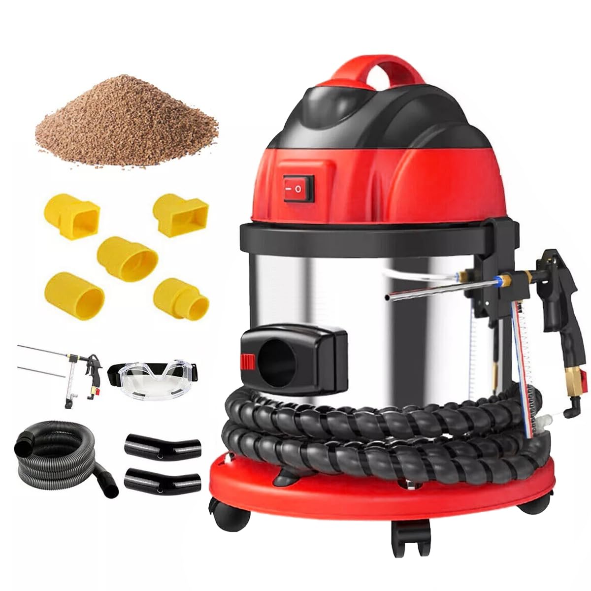 Ansaugventil-Reiniger für Autos, Walnut Blaster-Reinigungsmaschine für Ansaugventile von Motoren, HTS558-Reinigung mit Walnusssand zur Kohlenstoffentfernung mit 5 Adaptern,2 kg Sand,1200W,110V/220V von QPKING