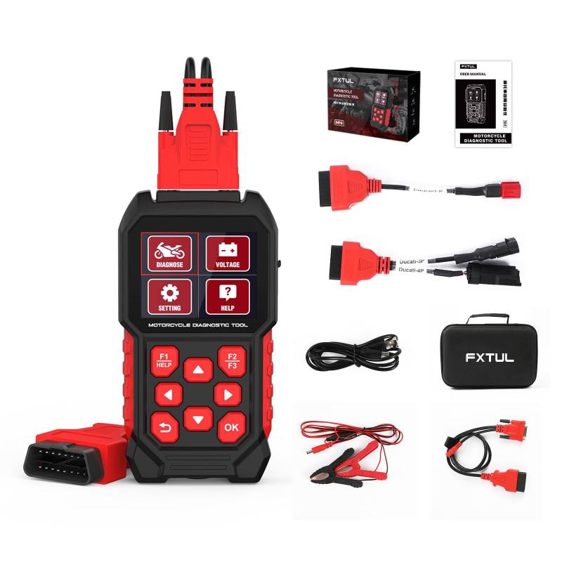 Diagnosetool für Motorräder, M4-Motorraddiagnose, Test- und Messwerkzeuge, Multisystem-Codeleser und Scan-Tools, kompatibel mit Ducati-3P/4P, Generation IV-6P Special mit Ölservice-Reset usw. von QPKING