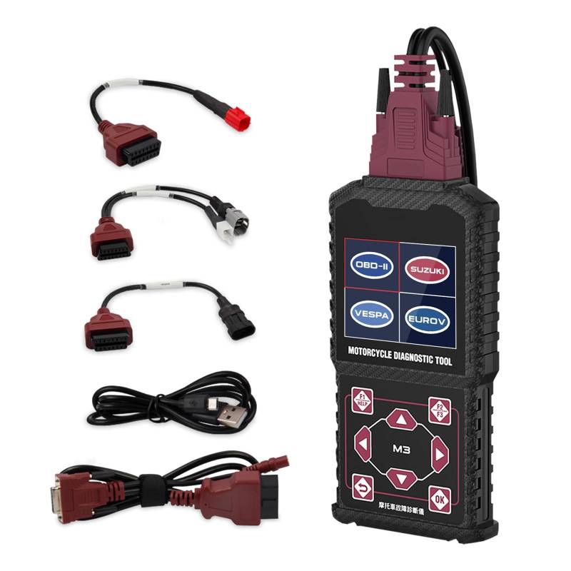 QPKING Motorrad System Diagnosetest Messgeräte OBDII Motorrad Fehlercodeleser Scanner Passend für Suzuki 6P/4P,Vespa,EUROV,OBDII von QPKING