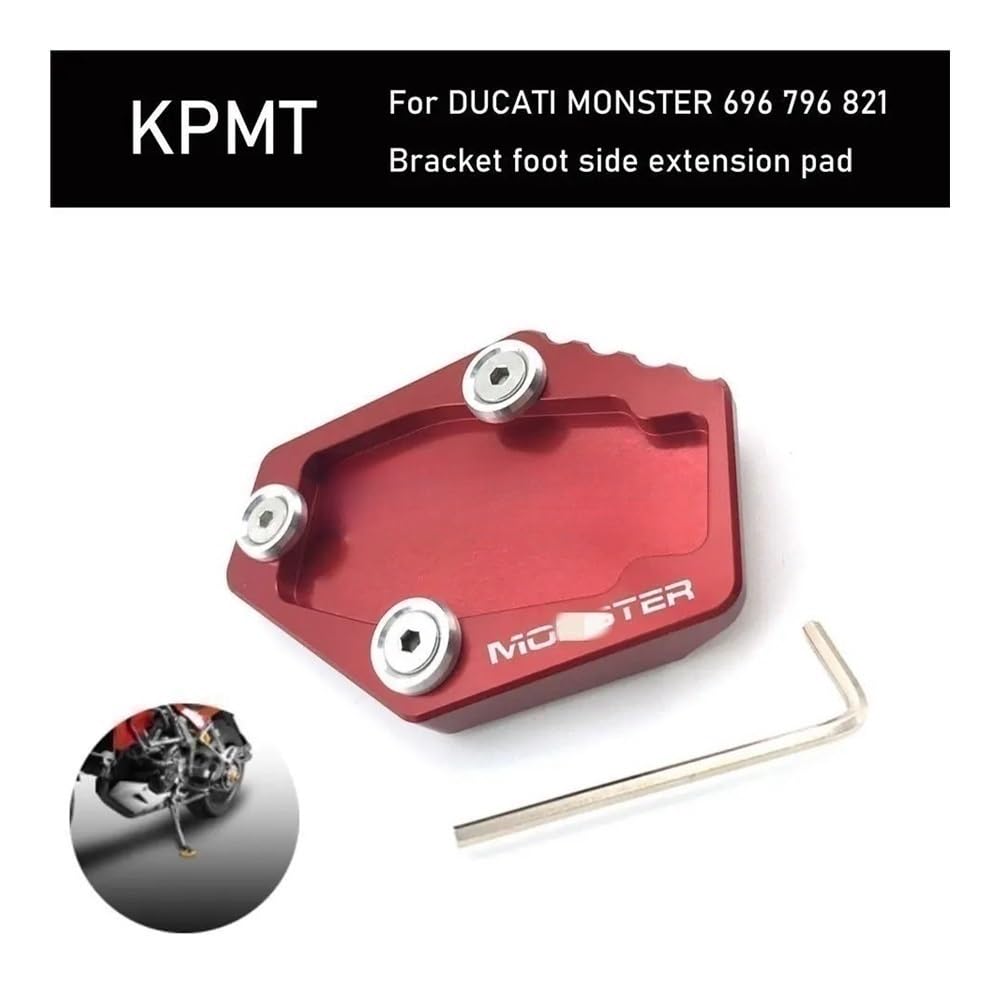 QPKRVUWS Motorrad Kickstand Für Du&Cati Monster 696796 821 Motorrad CNC Kickstand Fuß Seitenständer Verlängerung Pad Stützplatte von QPKRVUWS