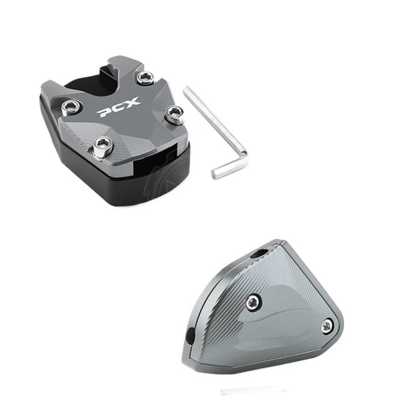 QPKRVUWS Motorrad Kickstand Für h&ond&a PCX 125 150 160 Motorrad Ständer Seite Stehen Verlängerung Enlarger Pad Hilfs Halterung Nicht-Slip Matte Enlarger Teile von QPKRVUWS