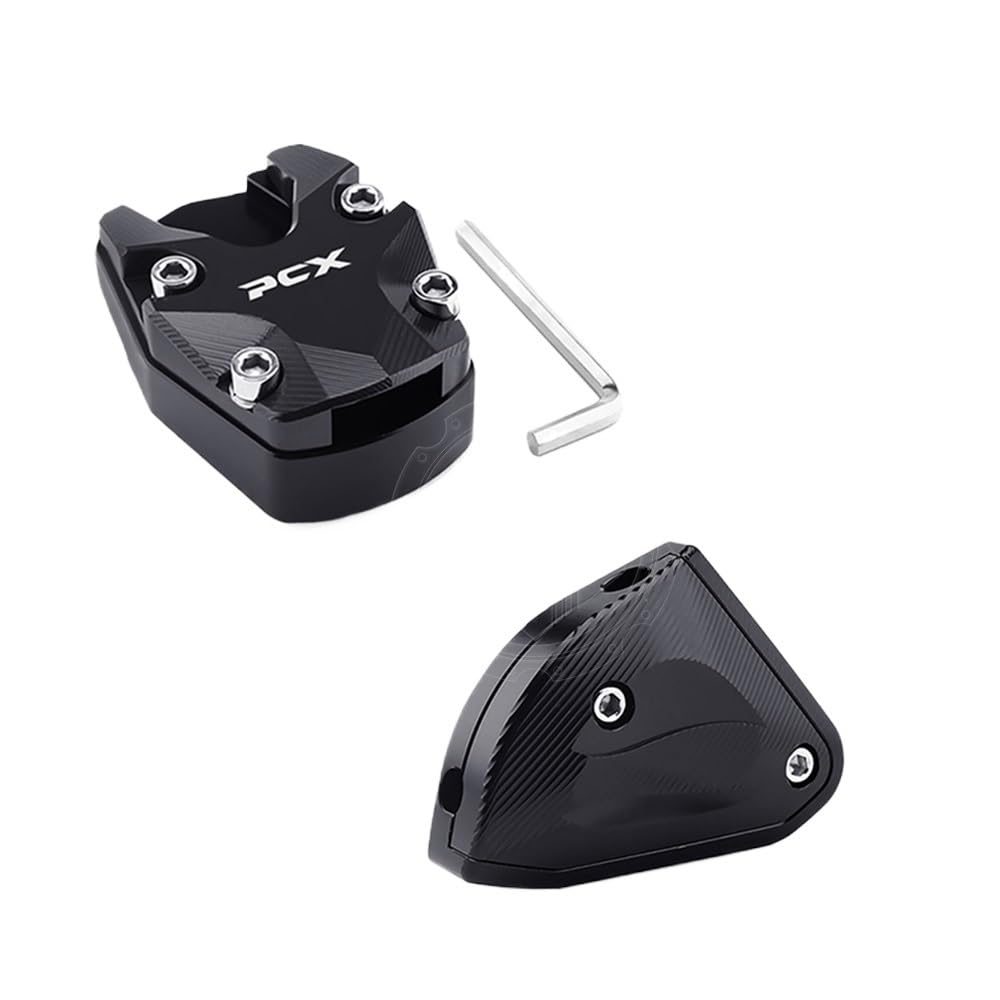 QPKRVUWS Motorrad Kickstand Für h&ond&a PCX 125 150 160 Motorrad Ständer Seite Stehen Verlängerung Enlarger Pad Hilfs Halterung Nicht-Slip Matte Enlarger Teile von QPKRVUWS