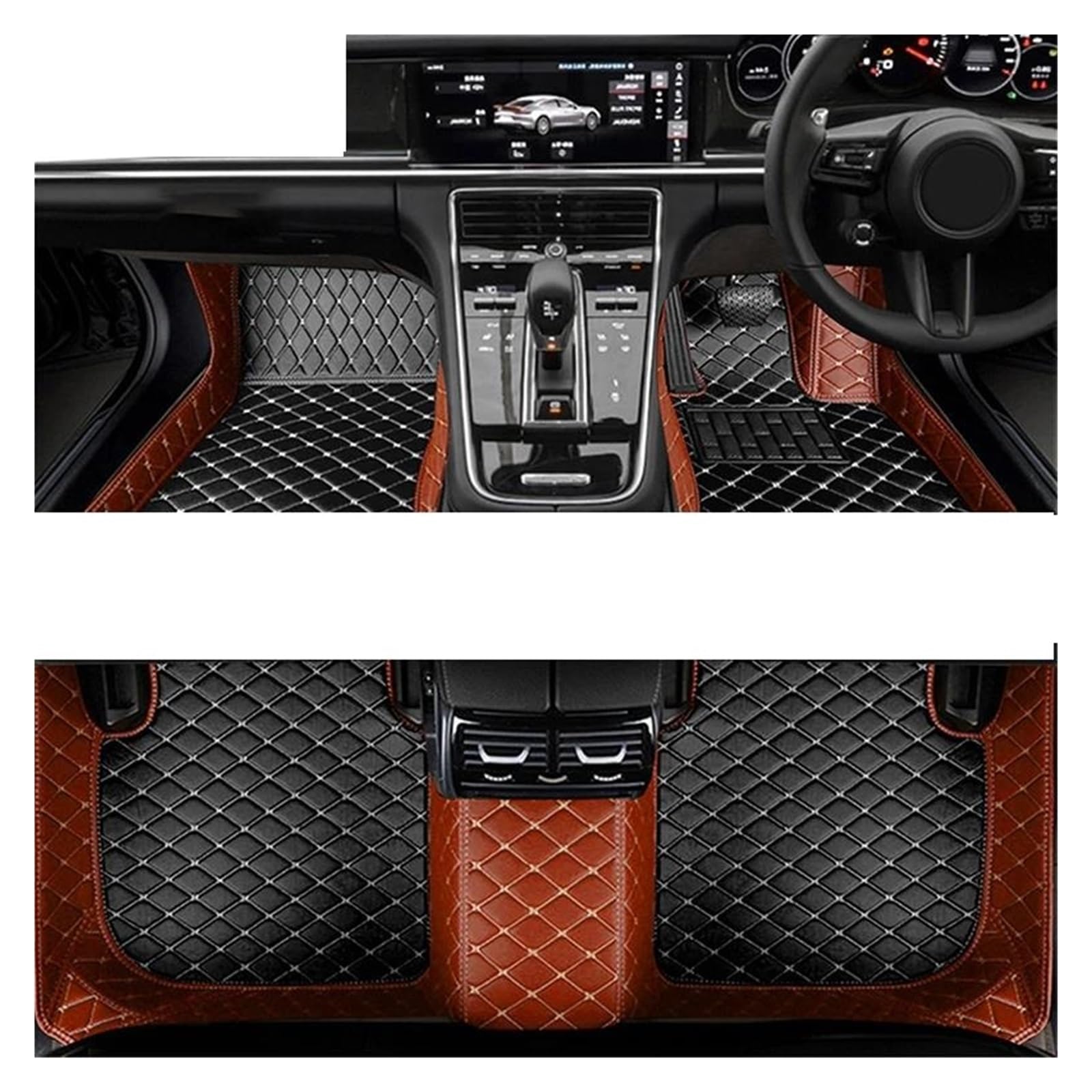 Autoteppiche Für Peugeot Für RCZ 2009-2015 Boden Pad Styling wasserdichte Auto Innen Zubehör Anti-fouling Boden Matte Autofußmatten(Black with Brown,RHD) von QPRPWHZI