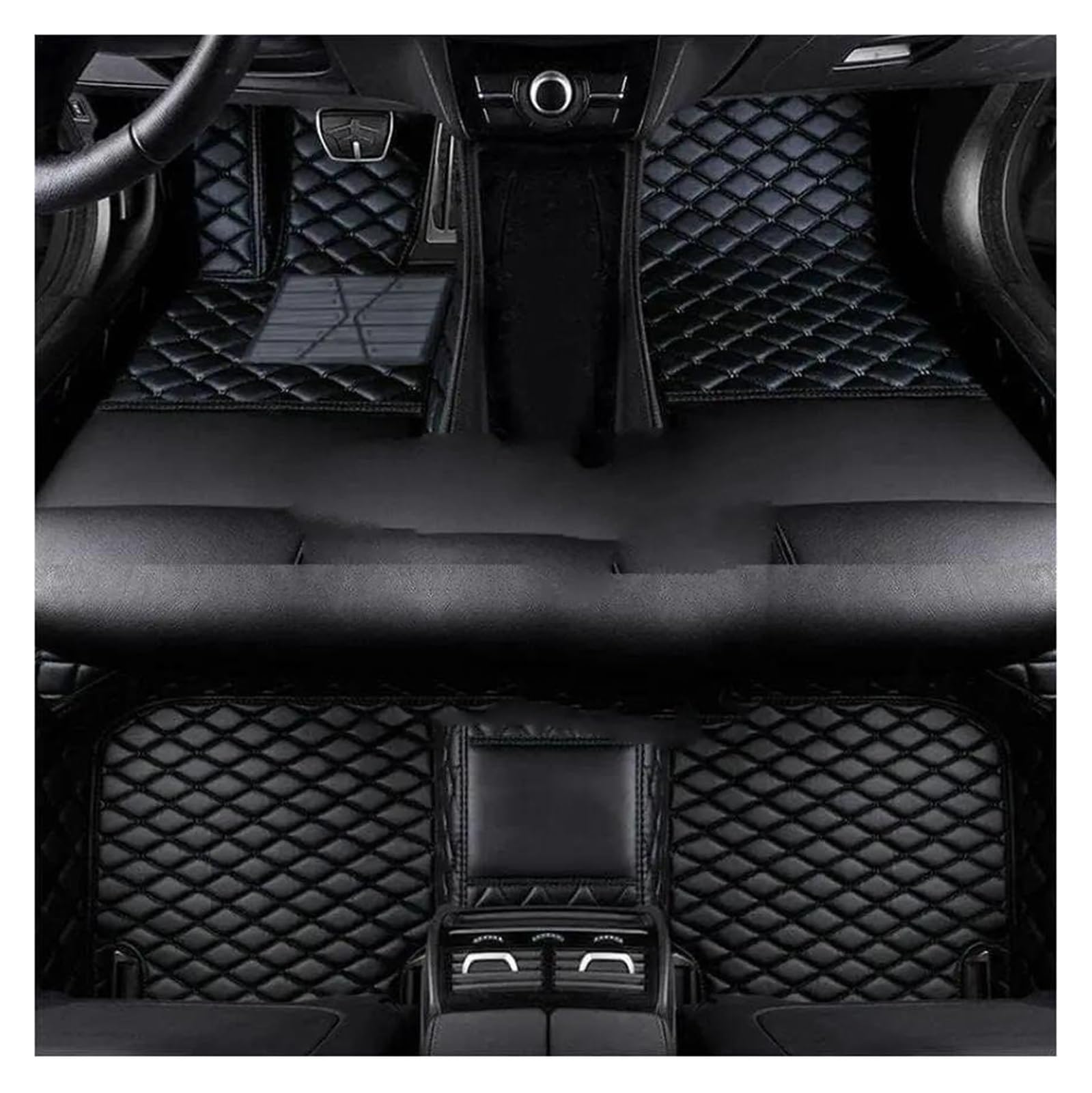 Autoteppiche LHD Für Kia Für EV9 2022 2023 Innen Zubehör Leder Auto Boden Matte Interior Styling Autofußmatten(Full Black) von QPRPWHZI