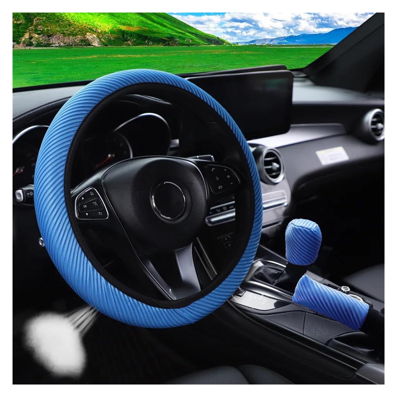 Lenkradhüllen Auto-Lenkrad-Abdeckung Auto-Innenausstattung Vier Jahreszeiten Universal-Zubehör Auto-Werkzeug Auto Lenkradbezug(BLUE-3PCS) von QPRPWHZI