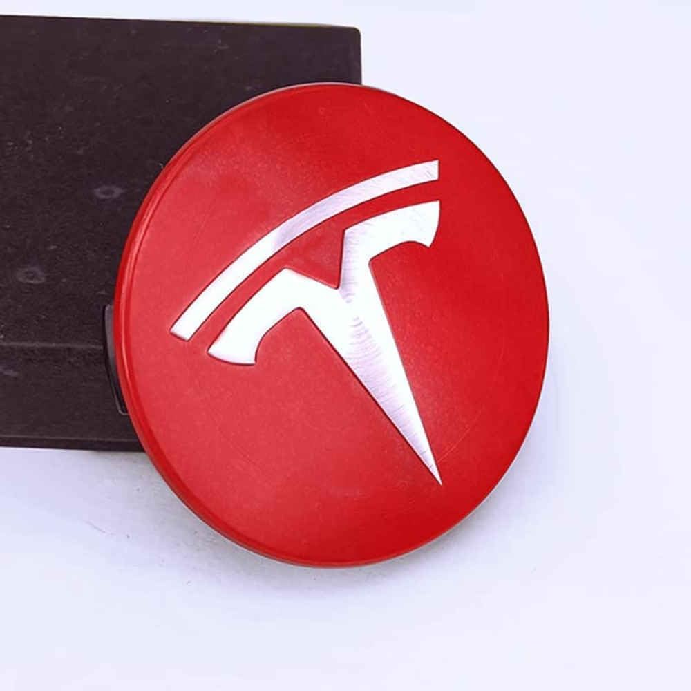 4 Stück Nabendeckel Radnabendeckel für Tesla Model 3 X S Y 57mm, Nabenkappen mit Logo Radnabenkappen, Wasserdicht Staubdicht Anti Rost Felgendeckel, Auto Accessoires,F von QQLADY